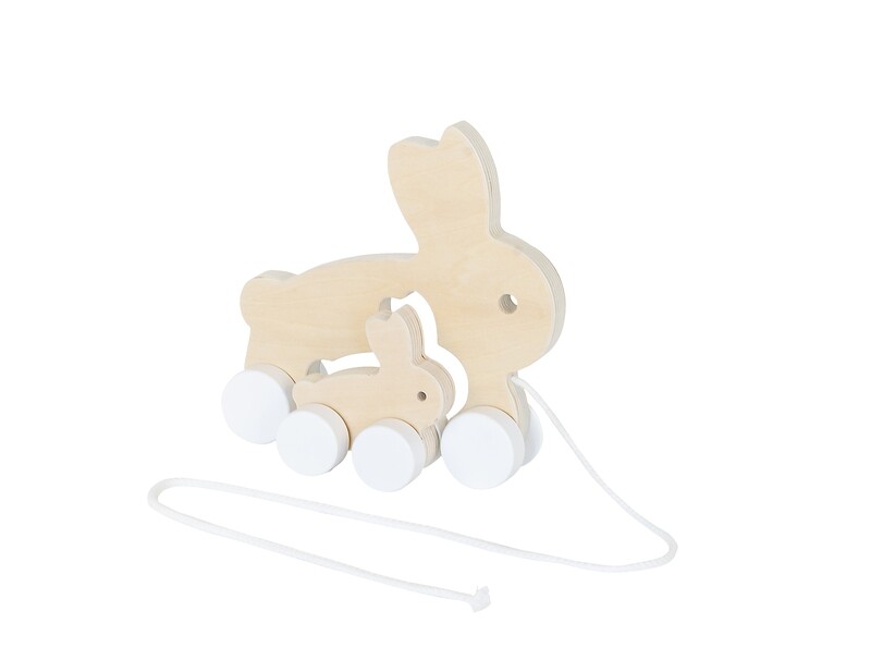BAMBAM - Eco Friendly Wooden Rabbit Pullytoy - 17,5 cm - Naturel - FSC