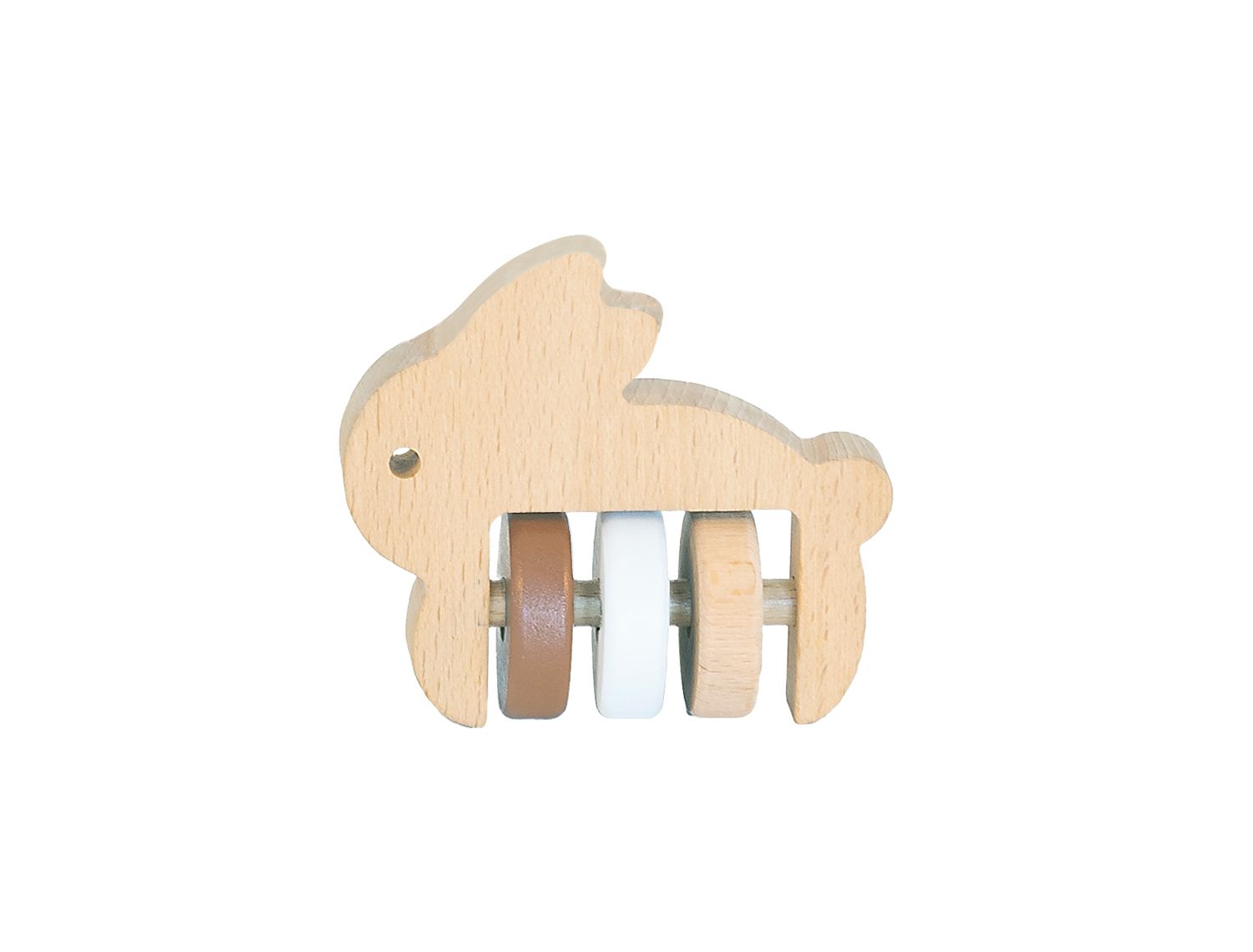 BAMBAM - Eco Friendly Wooden Rabbit Rattle - 9 cm - Naturel - FSC