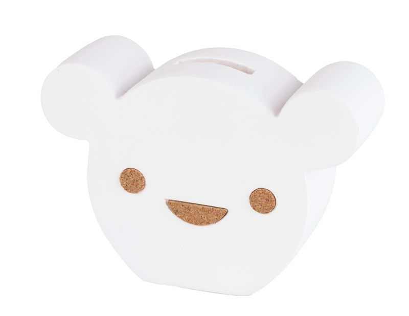 BAMBAM - Cork Bear Money Bank - 8 cm - Wit