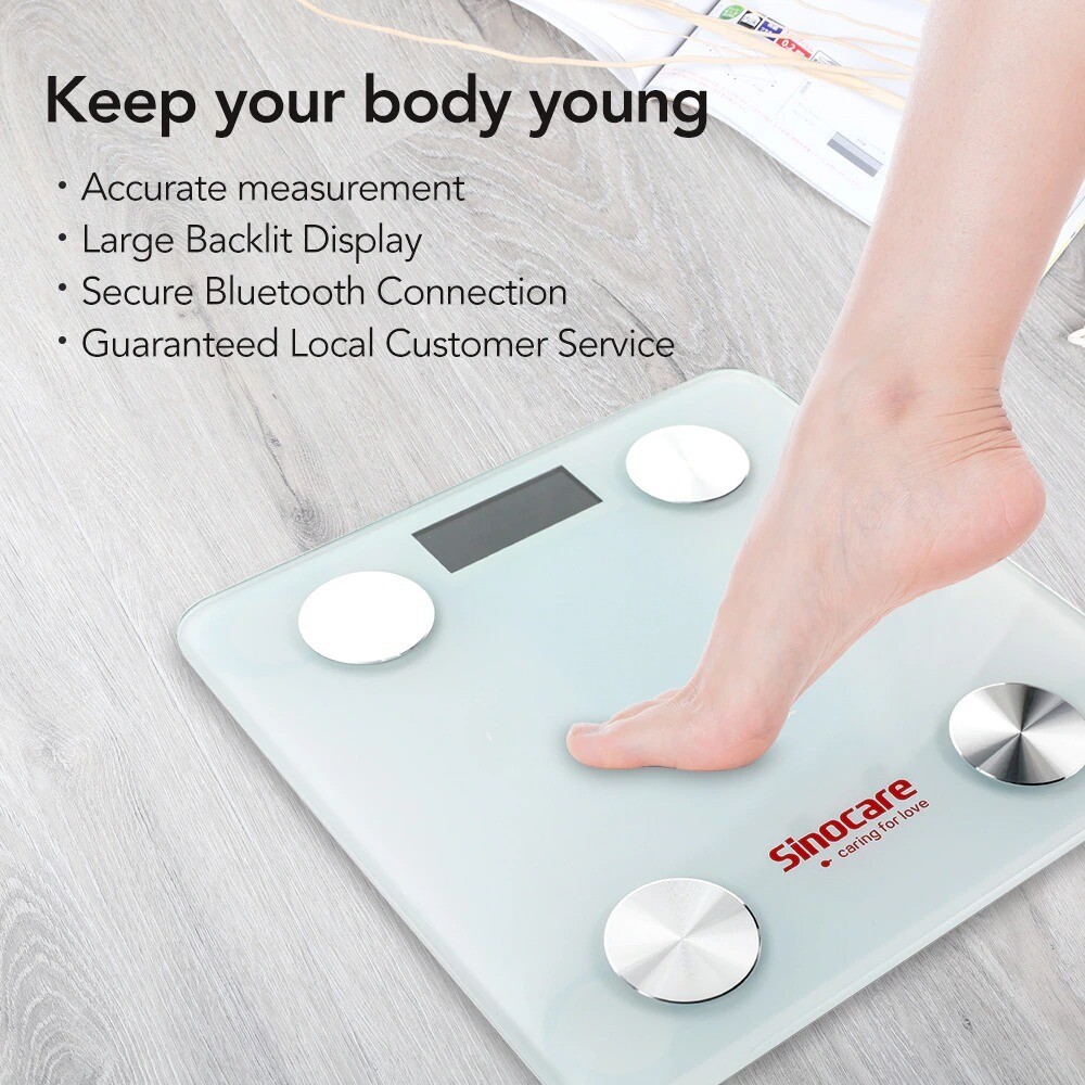 Bluetooth Smart Body Fat Composition Bathroom Scale LED Display