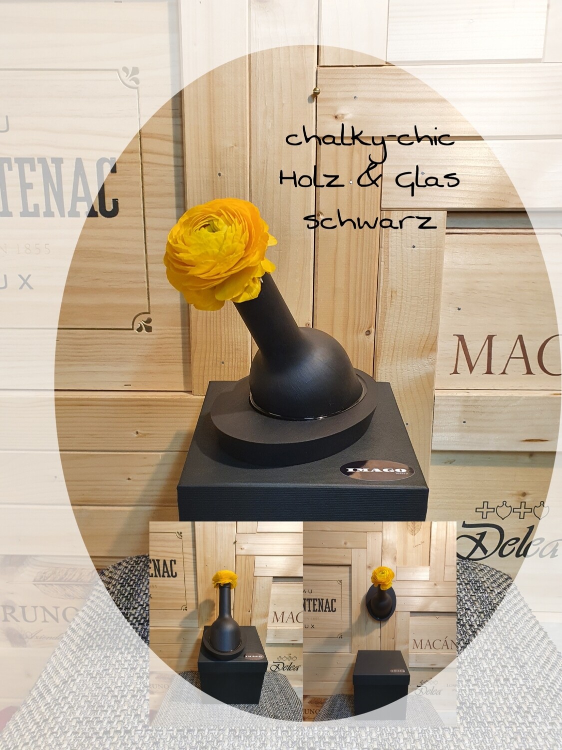 VALENTIN - VASE Schwarz /  Versand Gratis