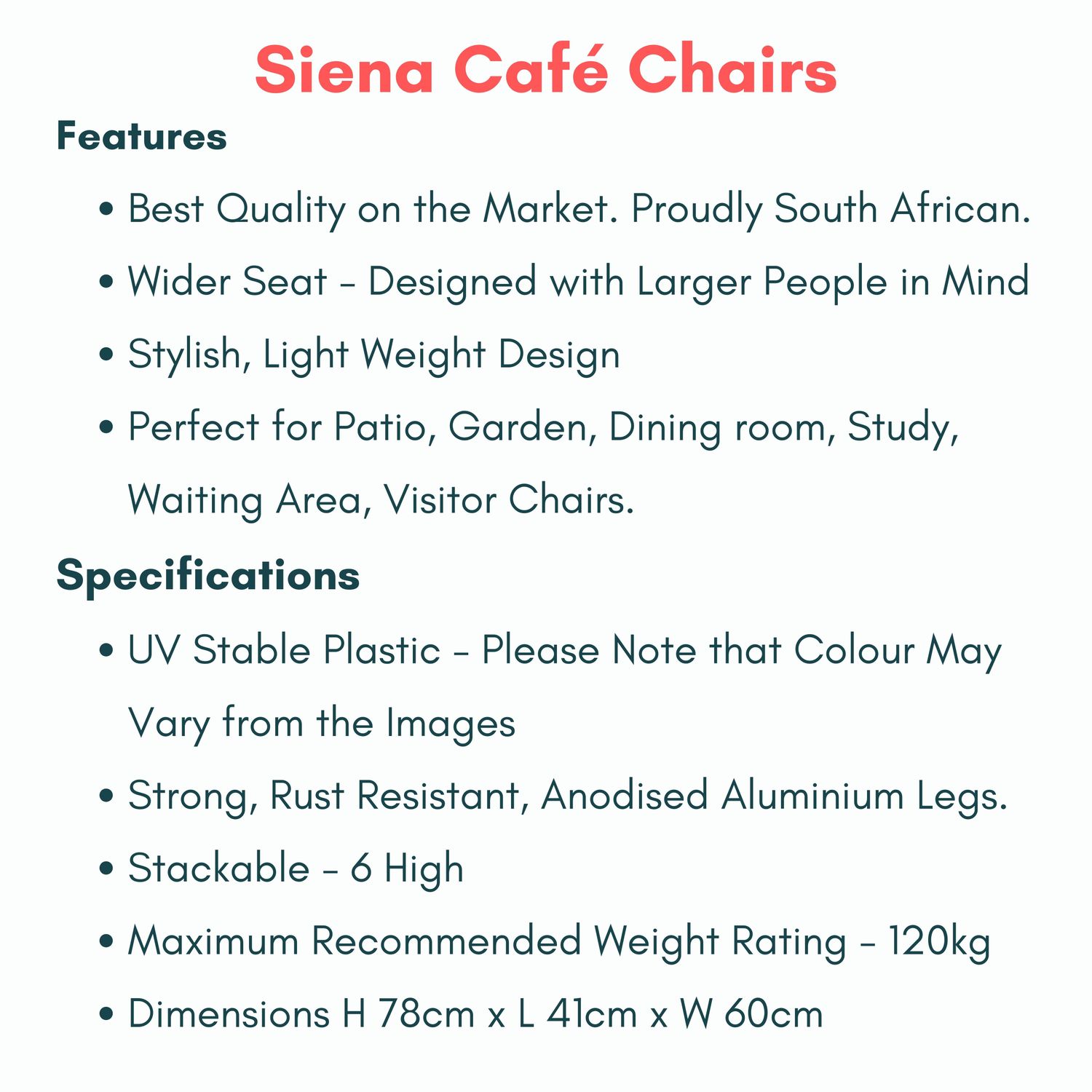 Cafe Chair - BRIGHT RED - Set of 2