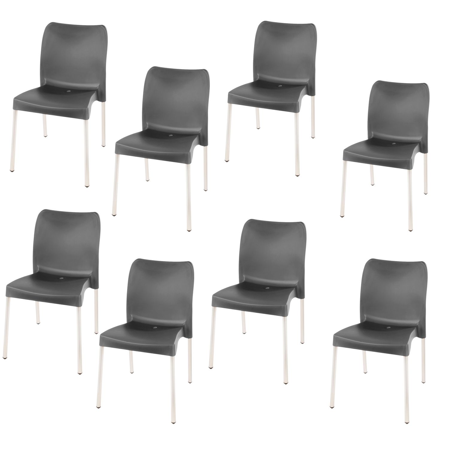 Florence Heavy  Duty  Bistro Chair  - NO ARMRESTS - BLACK  - Set of 8