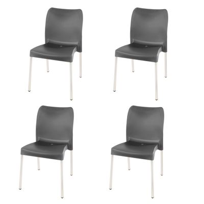 Florence Heavy  Duty  Bistro Chair  - NO ARMRESTS - CHARCOAL  - Set of 4