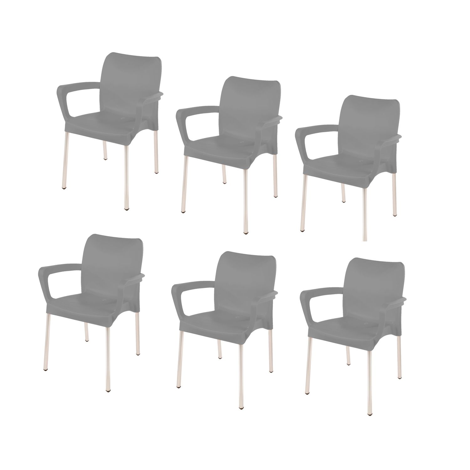 Vicenza Heavy  Duty  Bistro  Chair - WITH ARMRESTS - KALAHARI GREY  - Set of 6