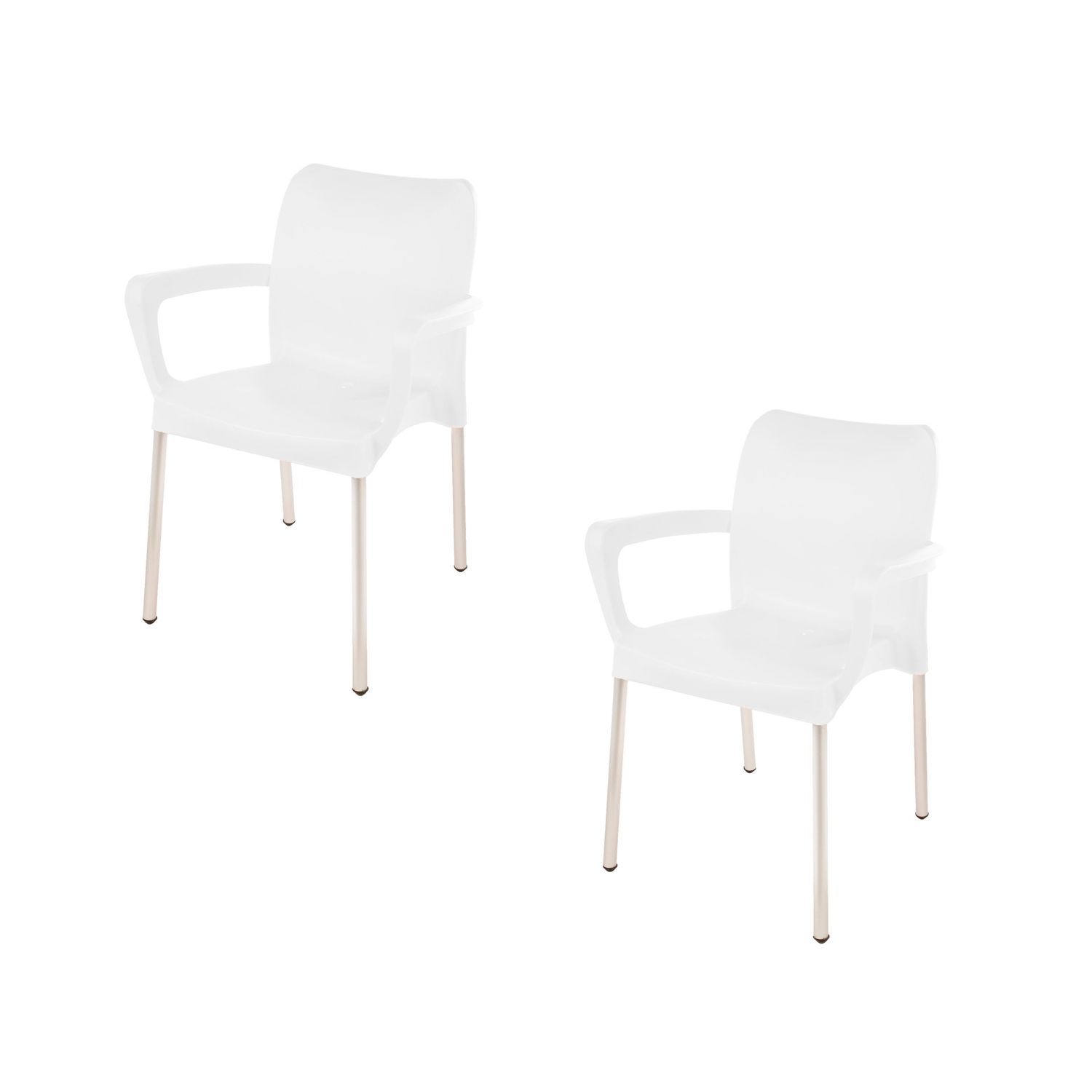 Vicenza Heavy  Duty  Bistro  Chair - WITH ARMRESTS - ICE WHITE  - Set of 2