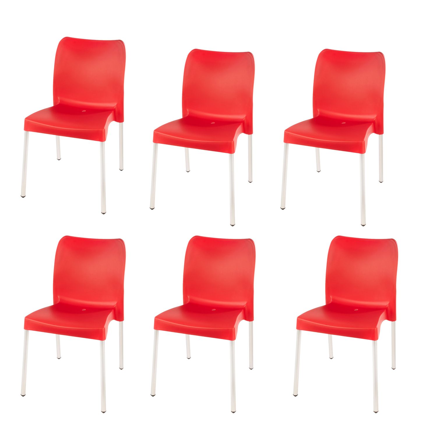 Florence Heavy  Duty  Bistro Chair  - NO ARMRESTS - BRIGHT RED  - Set of 6