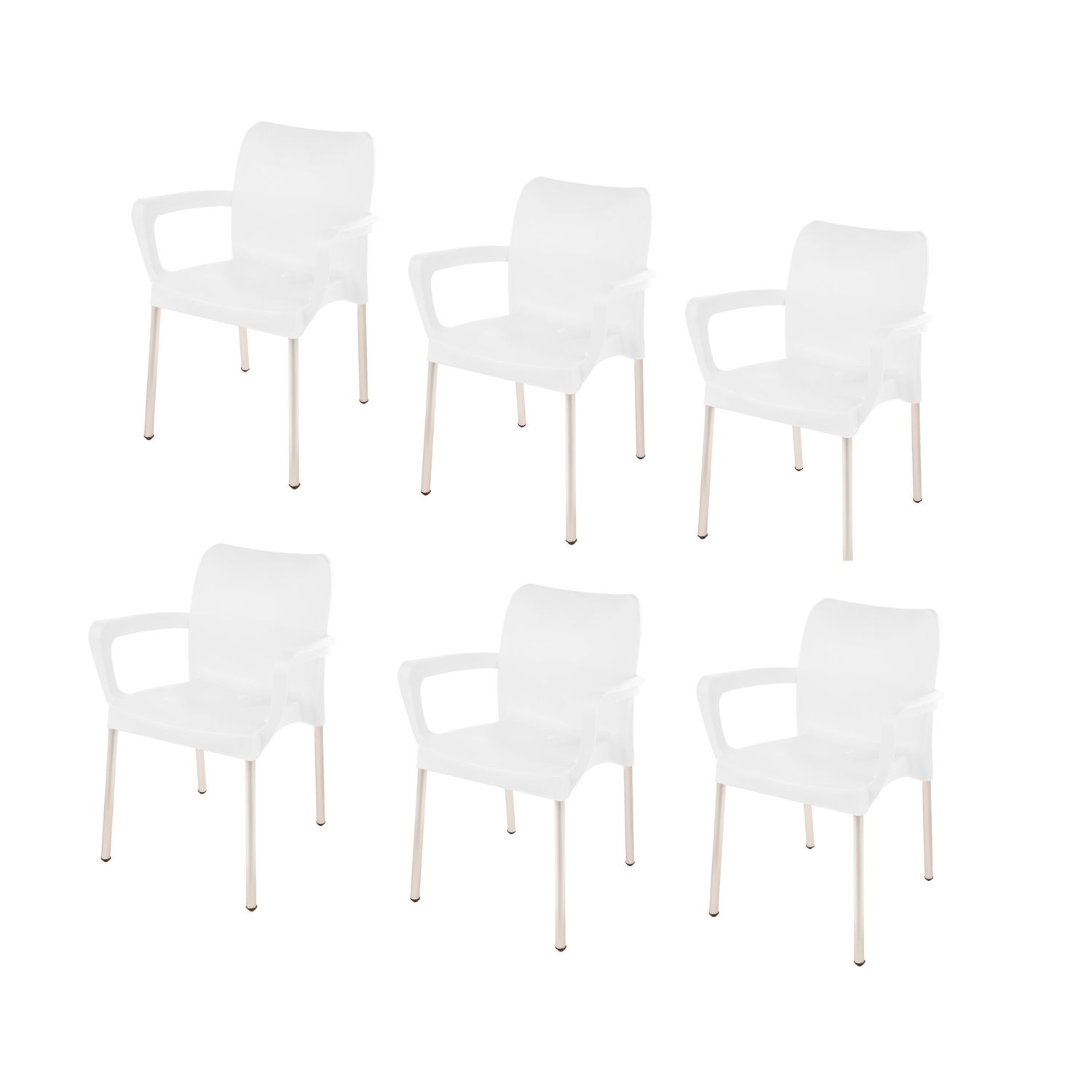 Vicenza Heavy  Duty  Bistro  Chair - WITH ARMRESTS - ICE WHITE  - Set of 6