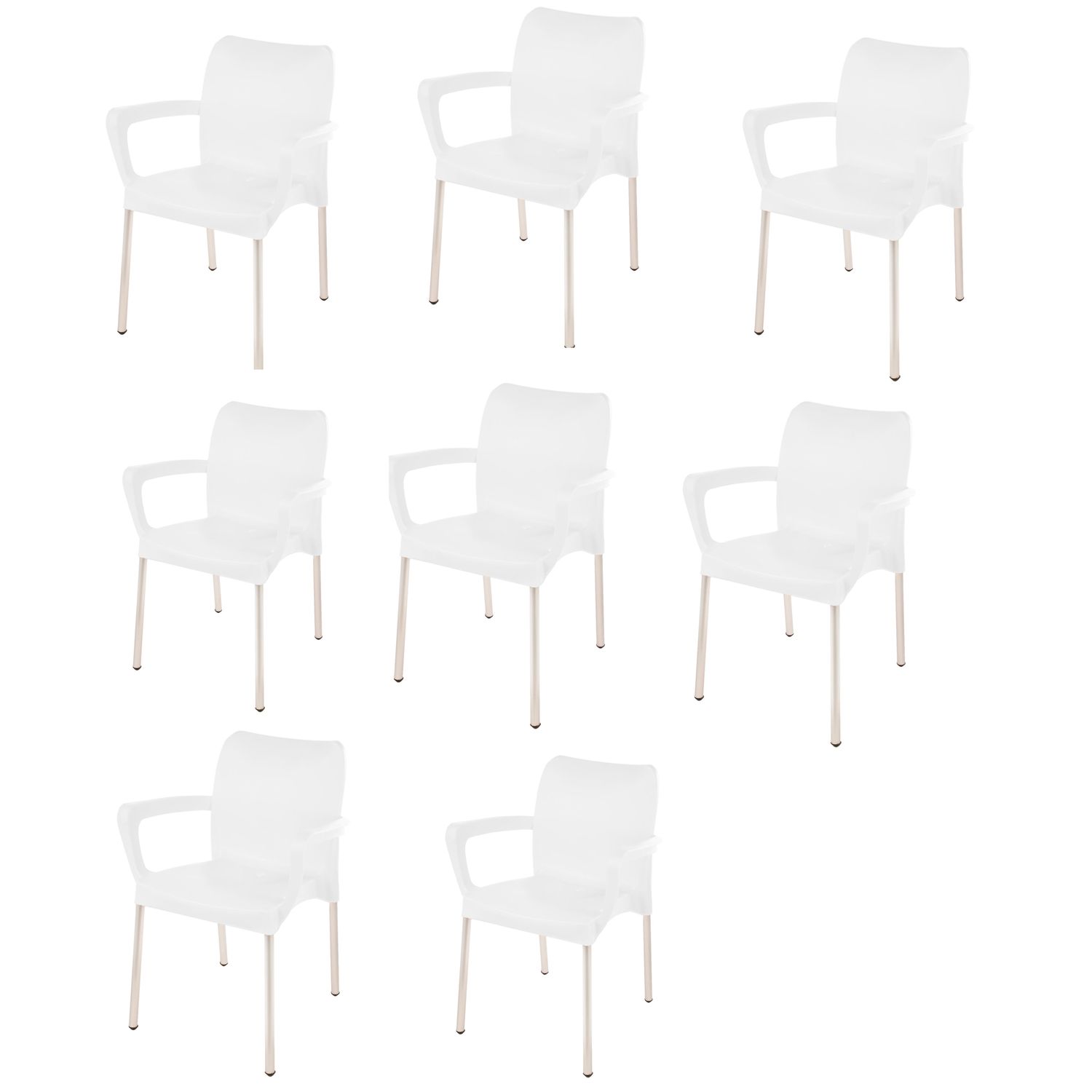 Vicenza Heavy  Duty  Bistro  Chair - WITH ARMRESTS - ICE WHITE  - Set of 8