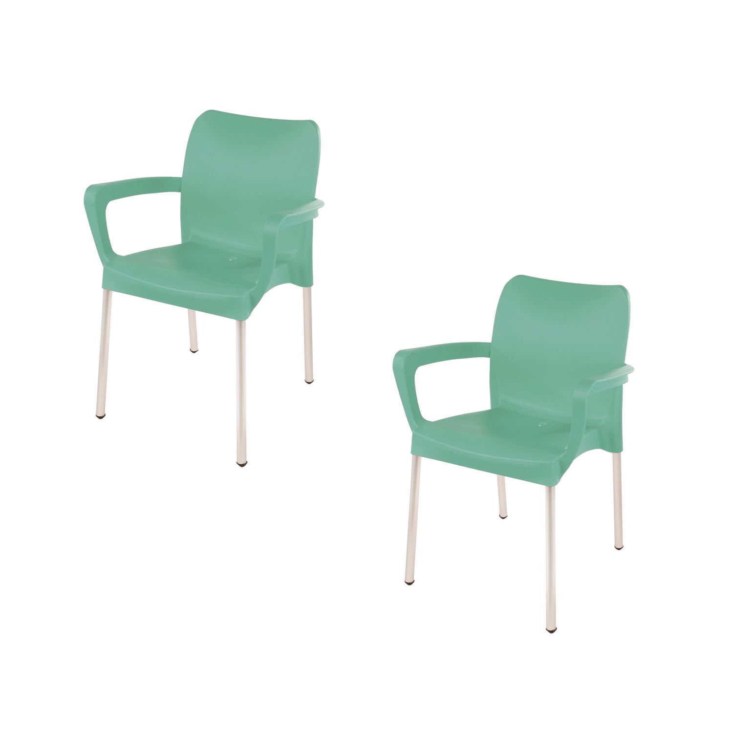 Vicenza Heavy  Duty  Bistro  Chair - WITH ARMRESTS - LAUREL GREEN  - Set of 2