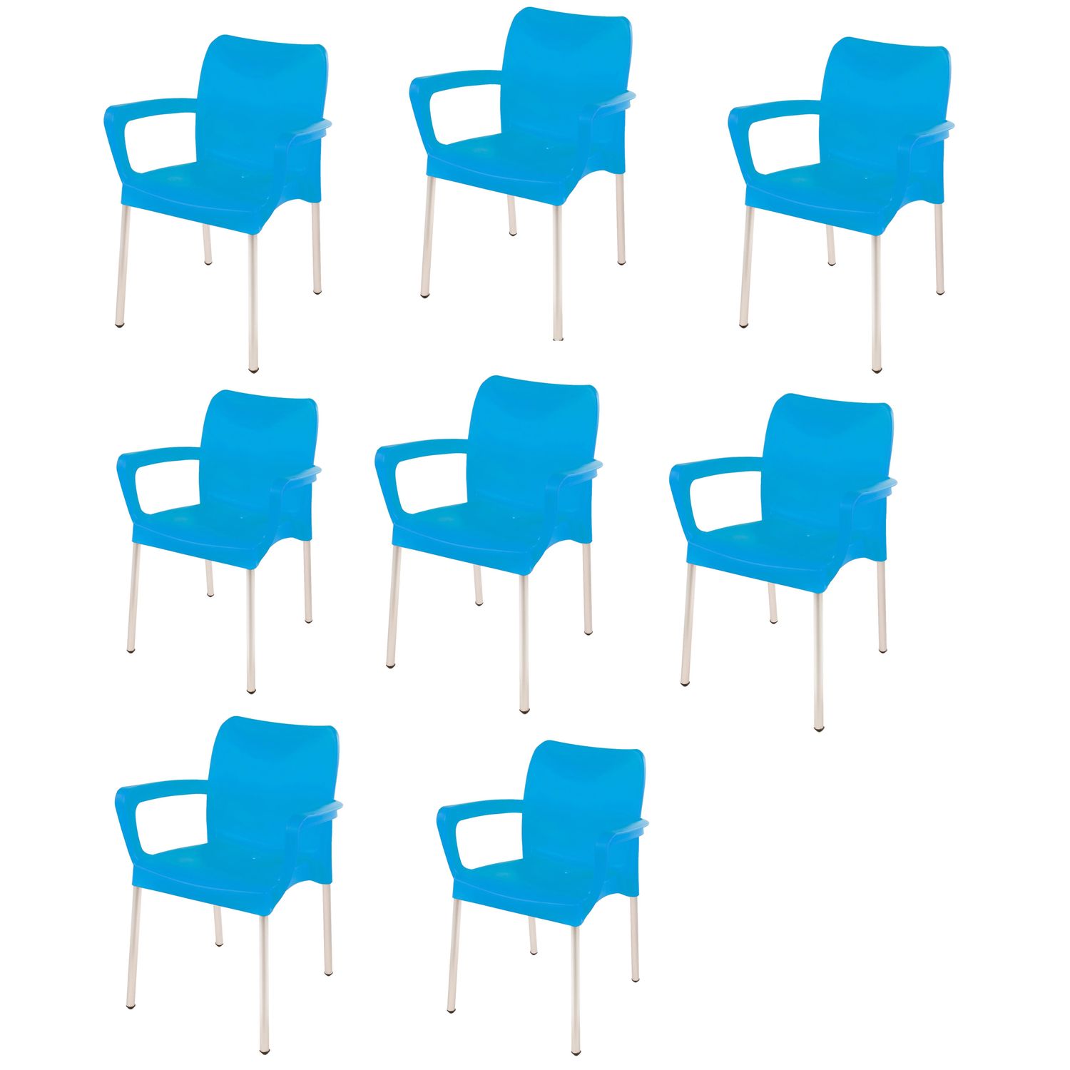 Vicenza Heavy  Duty  Bistro  Chair - WITH ARMRESTS - SKY BLUE  - Set of 8