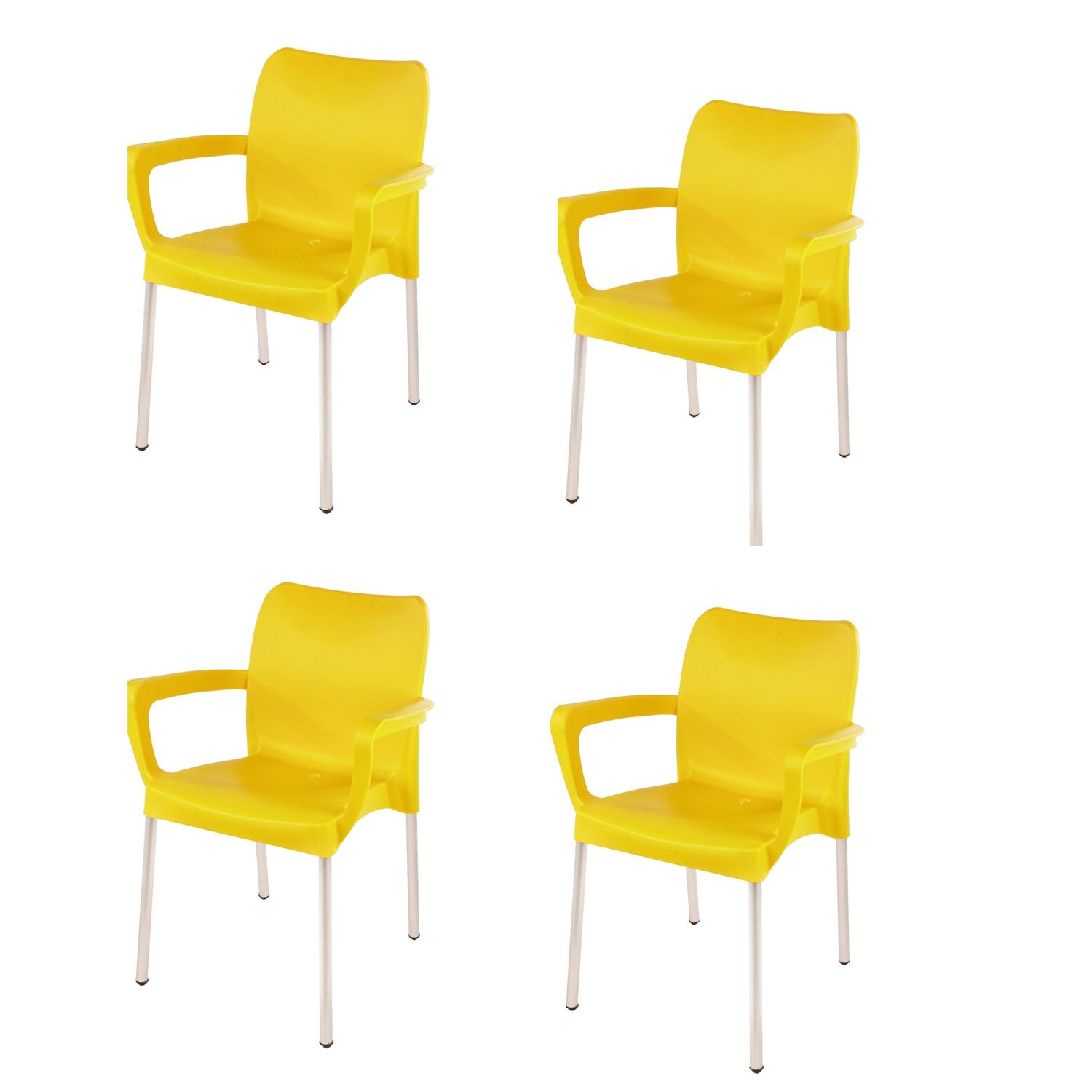 Vicenza Heavy  Duty  Bistro  Chair - WITH ARMRESTS - YELLOW  - Set of 4