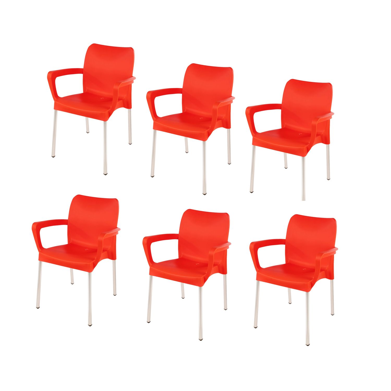Vicenza Heavy  Duty  Bistro  Chair - WITH ARMRESTS - BRIGHT RED  - Set of 6