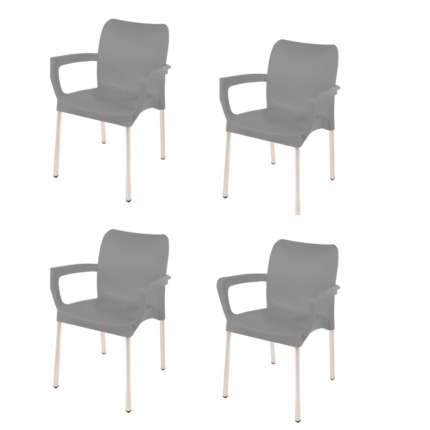 Vicenza Heavy  Duty  Bistro  Chair - WITH ARMRESTS - KALAHARI GREY  - Set of 4