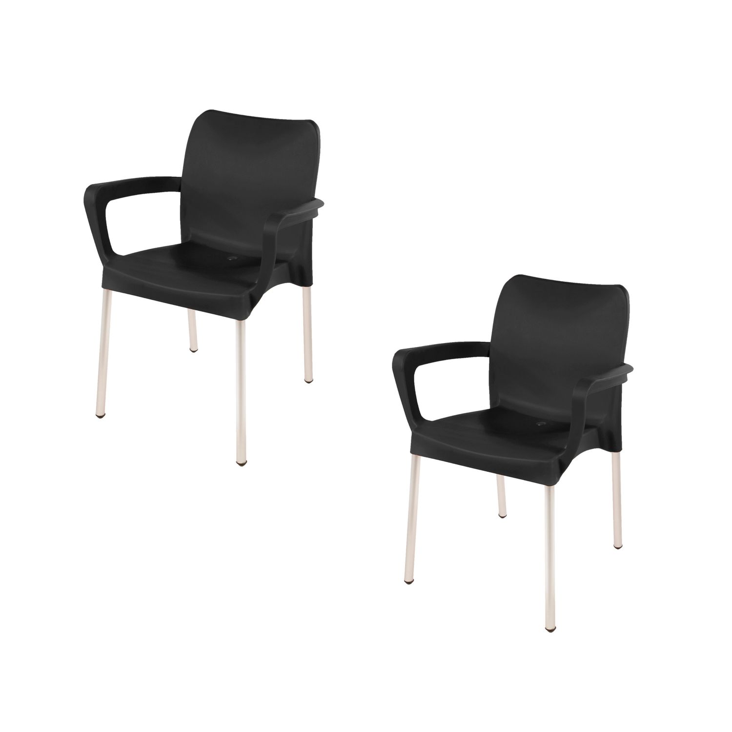 Vicenza Heavy  Duty  Bistro  Chair - WITH ARMRESTS - BLACK  - Set of 2