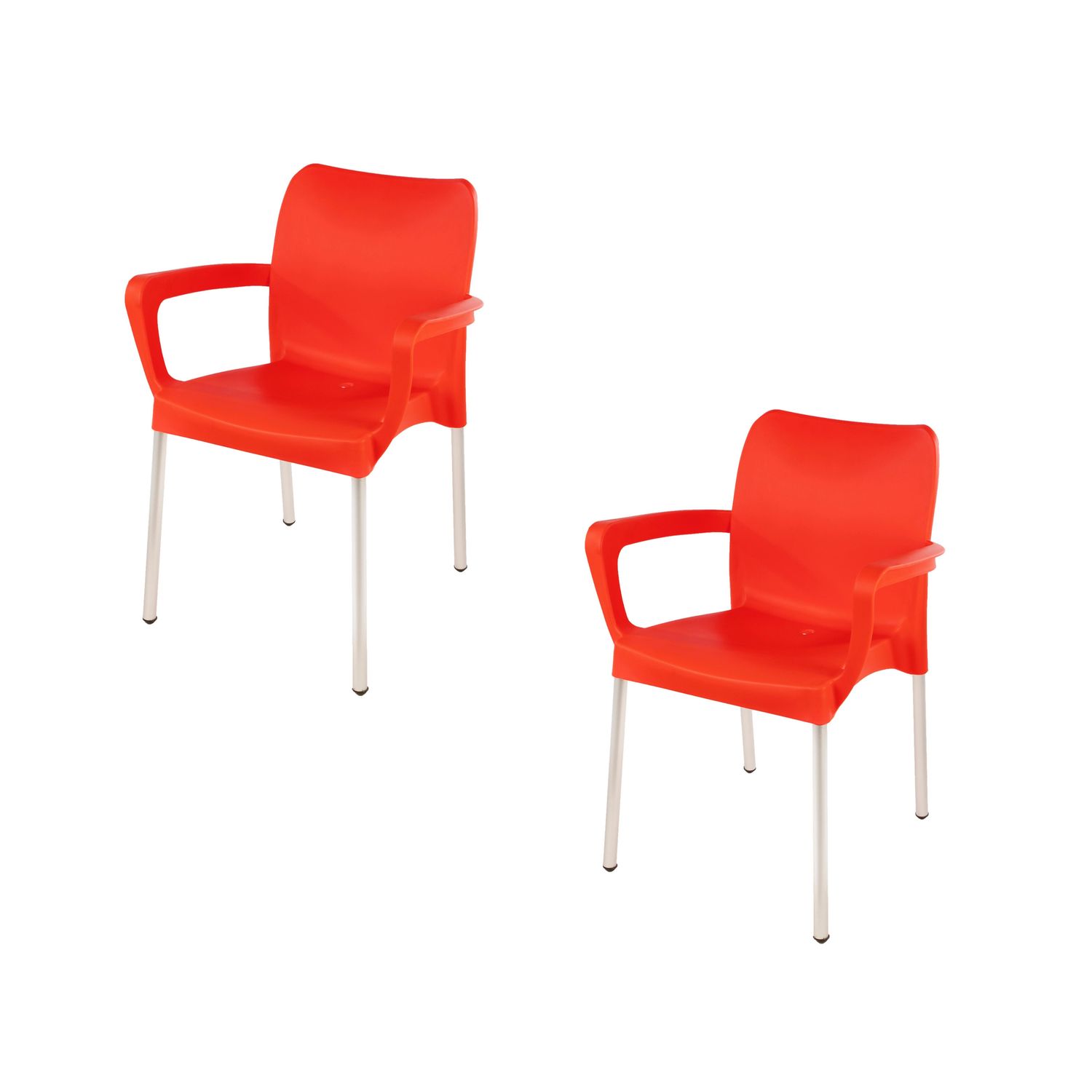 Vicenza Heavy  Duty  Bistro  Chair - WITH ARMRESTS - BRIGHT RED  - Set of 2