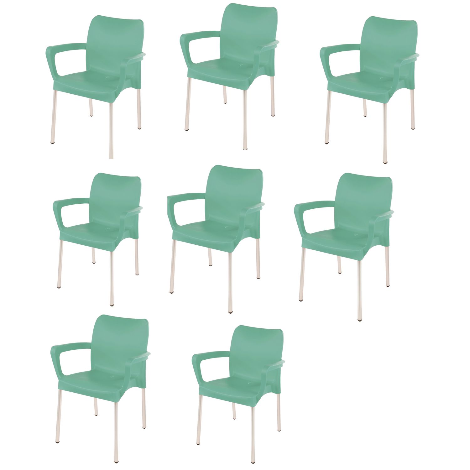 Vicenza Heavy  Duty  Bistro  Chair - WITH ARMRESTS - LAUREL GREEN  - Set of 8