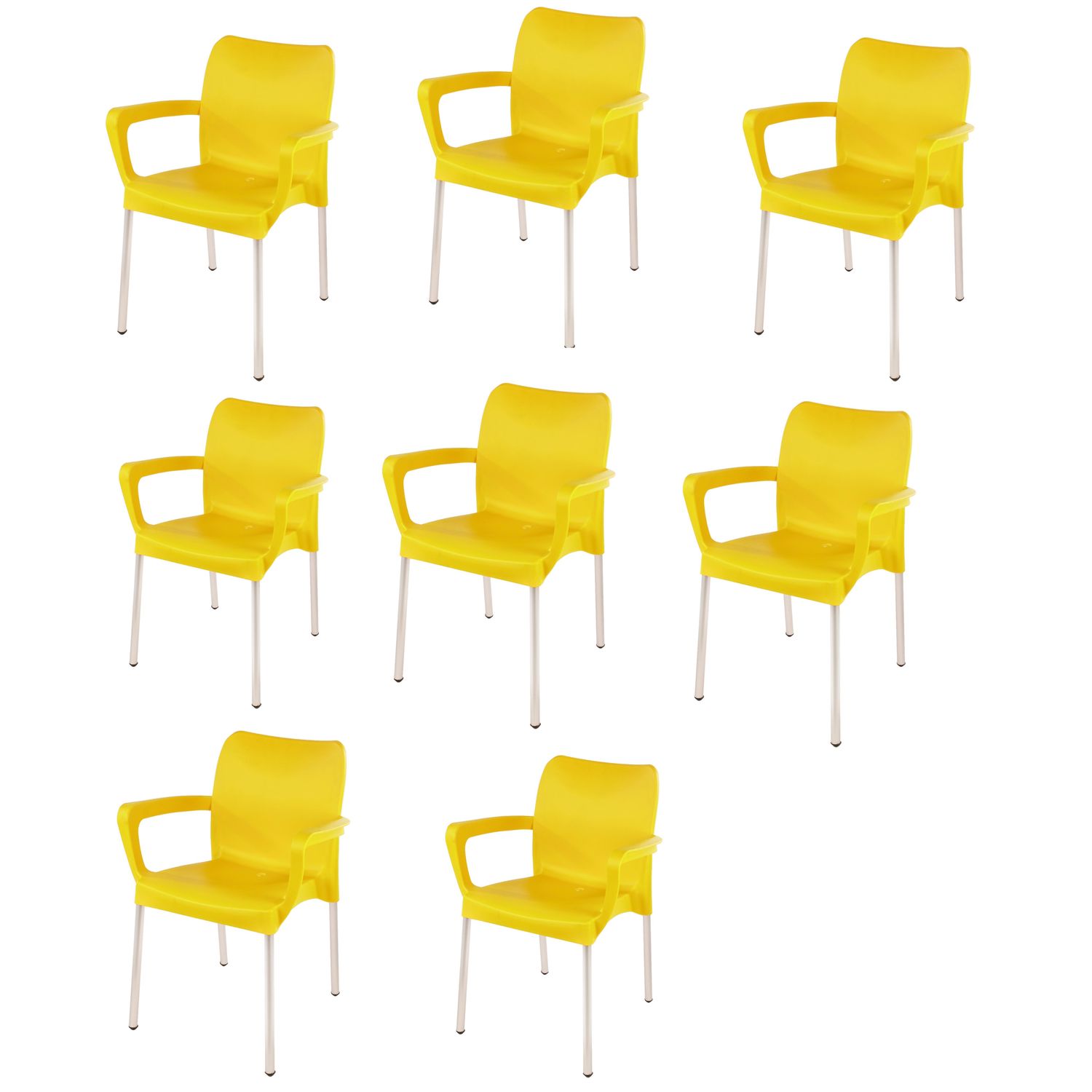 Vicenza Heavy  Duty  Bistro  Chair - WITH ARMRESTS - YELLOW  - Set of 8