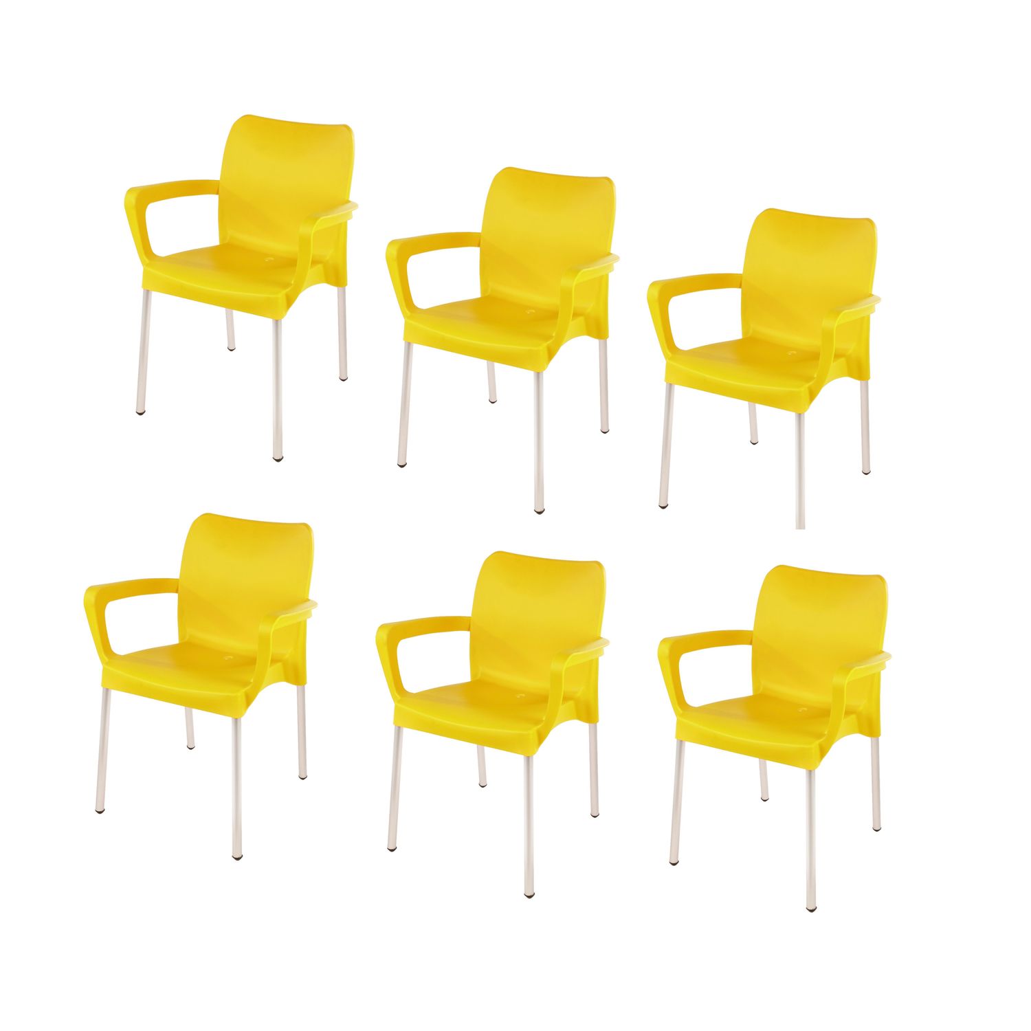 Vicenza Heavy  Duty  Bistro  Chair - WITH ARMRESTS - YELLOW  - Set of 6