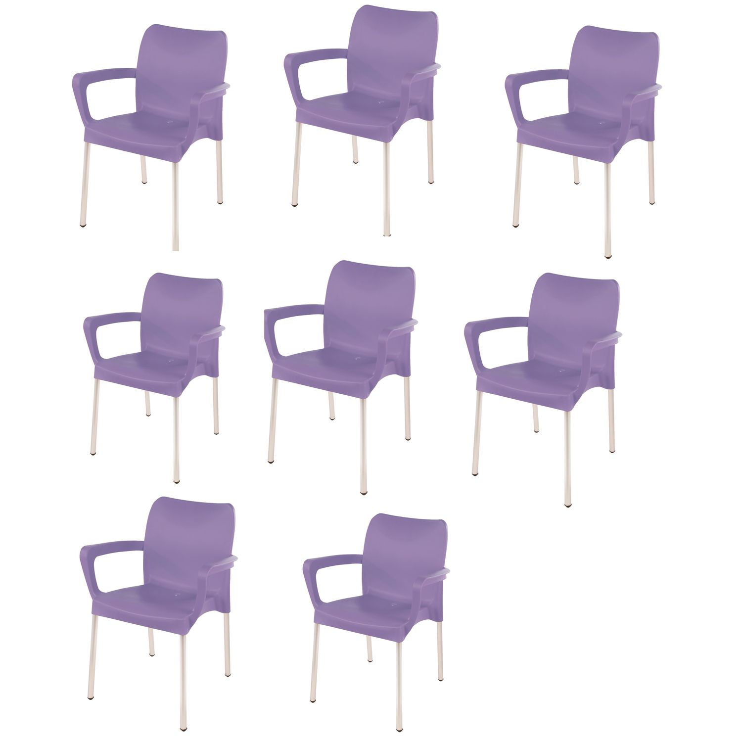 Vicenza Heavy  Duty  Bistro  Chair - WITH ARMRESTS - LAVENDER  - Set of 8