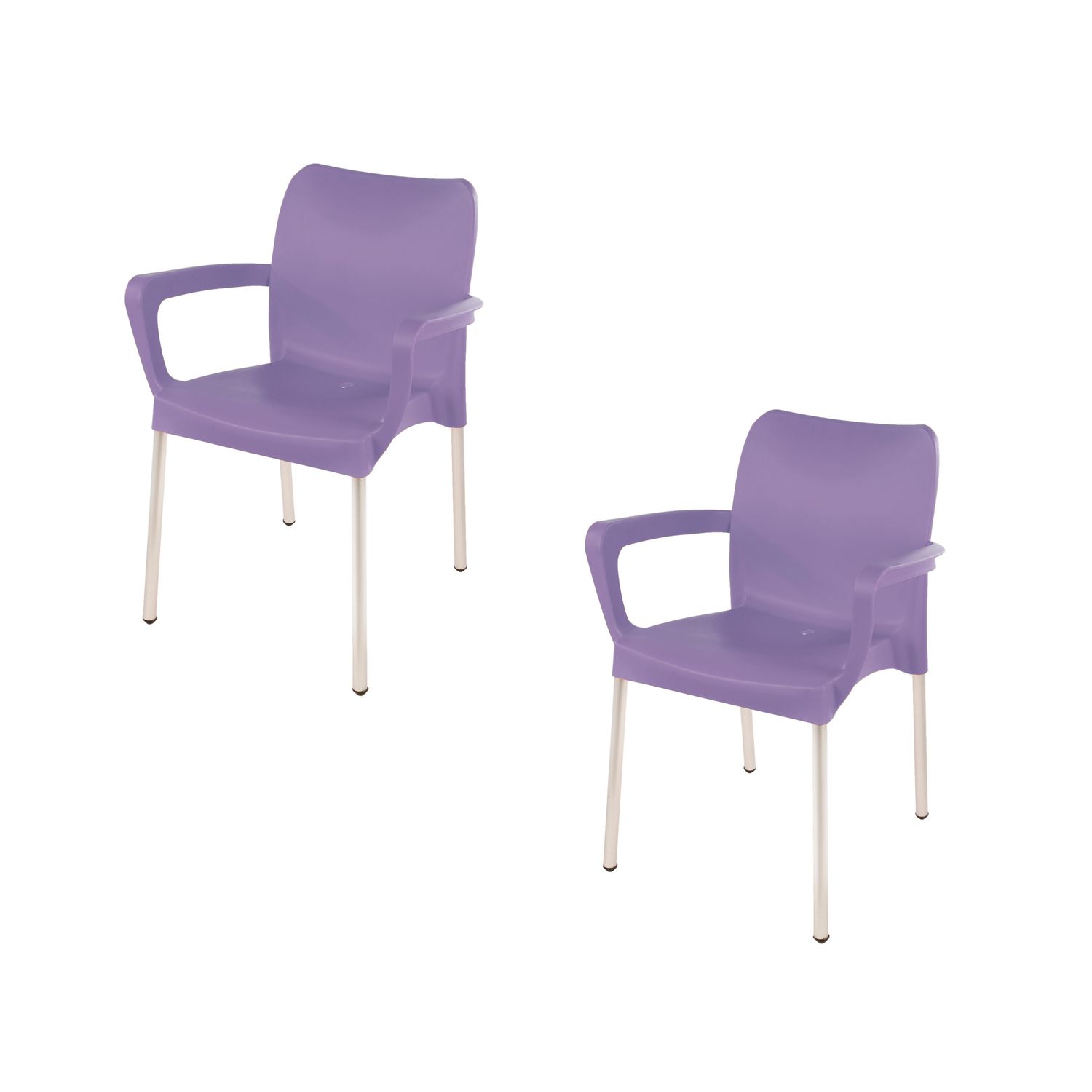 Vicenza Heavy  Duty  Bistro  Chair - WITH ARMRESTS - LAVENDER  - Set of 2