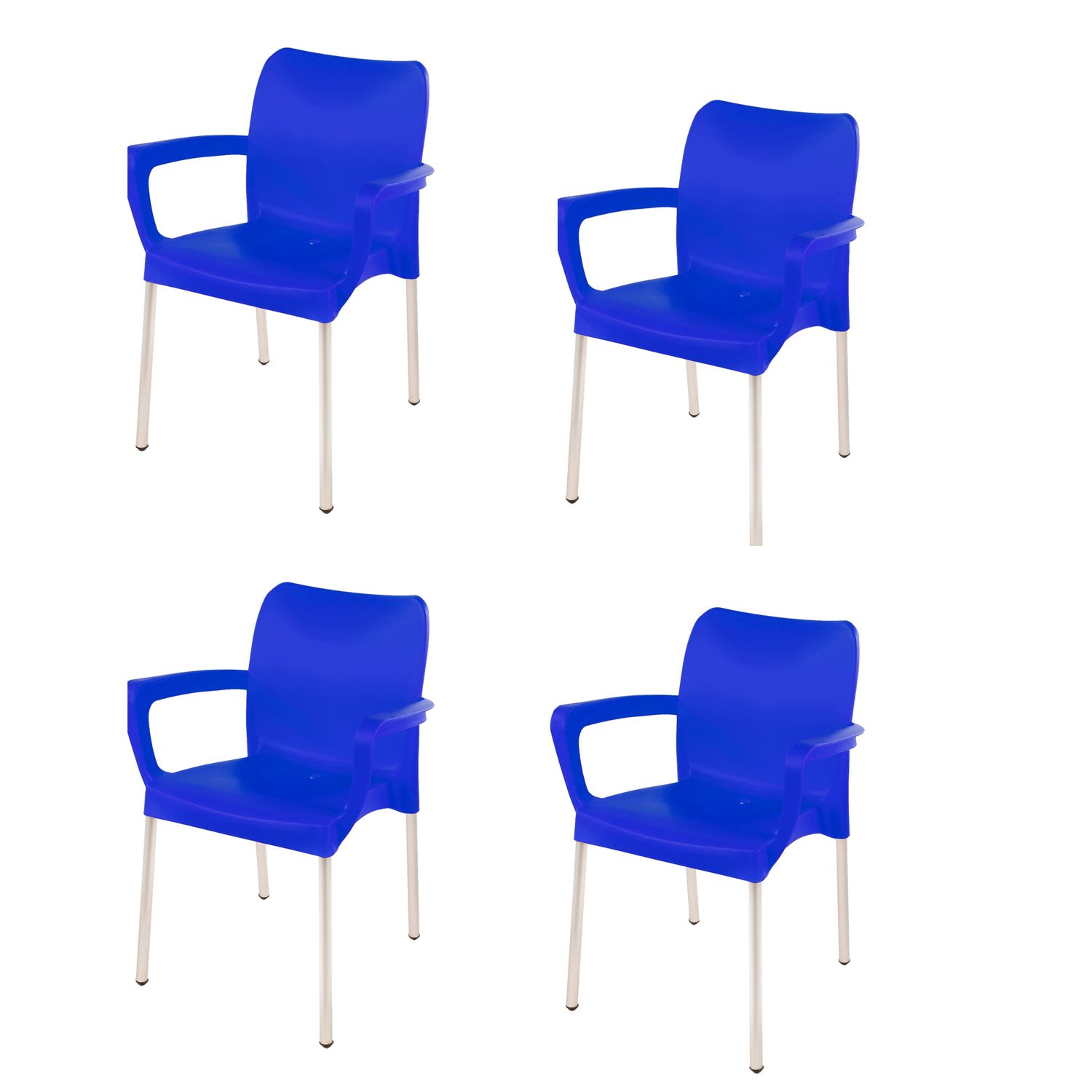 Vicenza Heavy  Duty  Bistro  Chair - WITH ARMRESTS - BLUE  - Set of 4