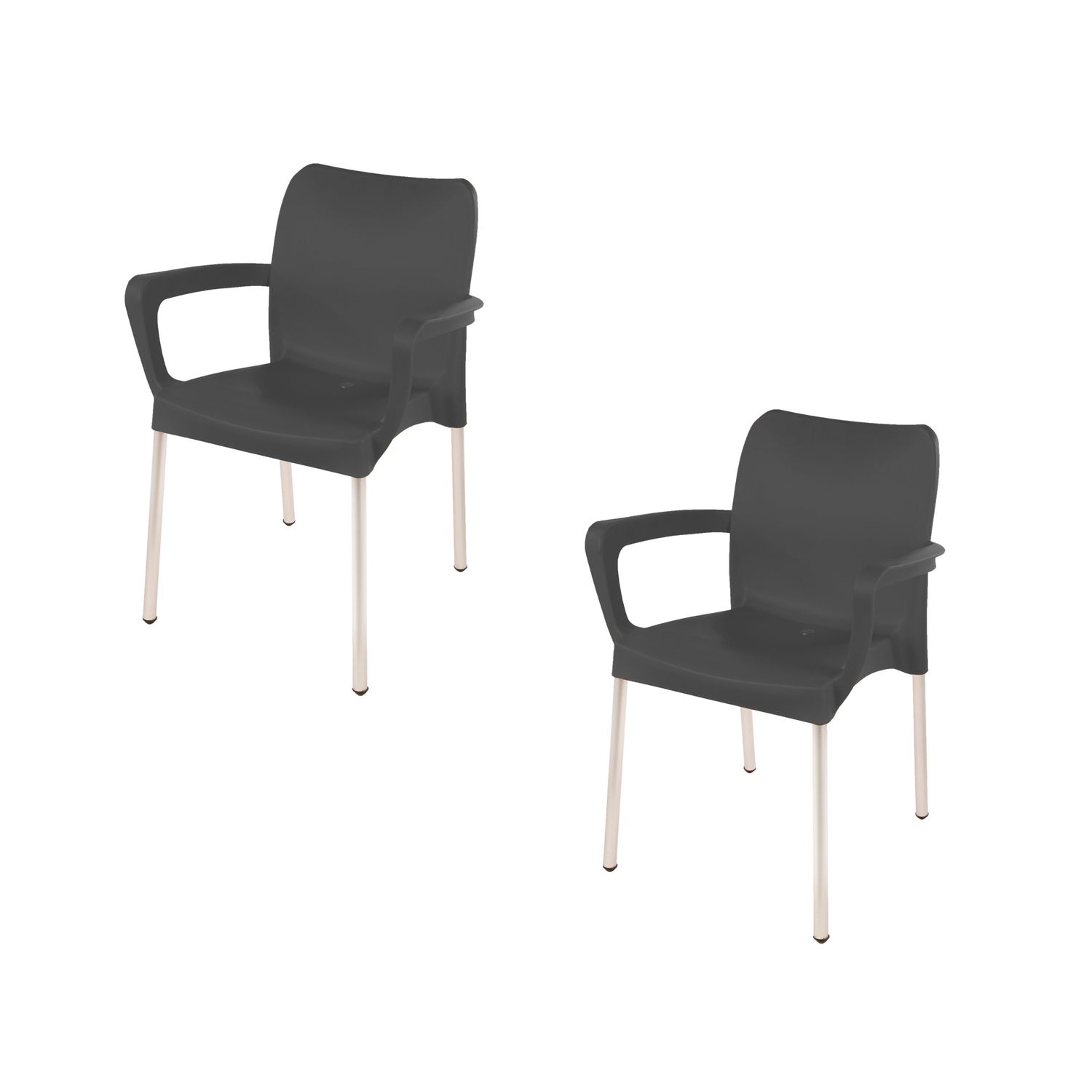 Vicenza Heavy  Duty  Bistro  Chair - WITH ARMRESTS - CHARCOAL  - Set of 2