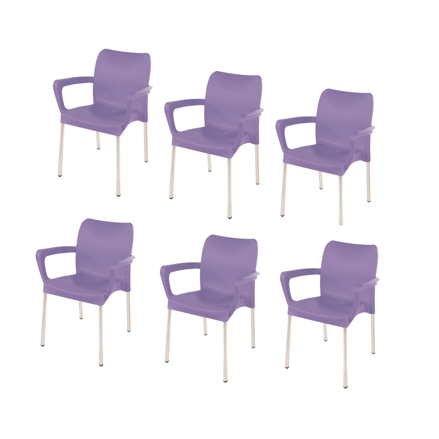 Vicenza Heavy  Duty  Bistro  Chair - WITH ARMRESTS - LAVENDER  - Set of 6