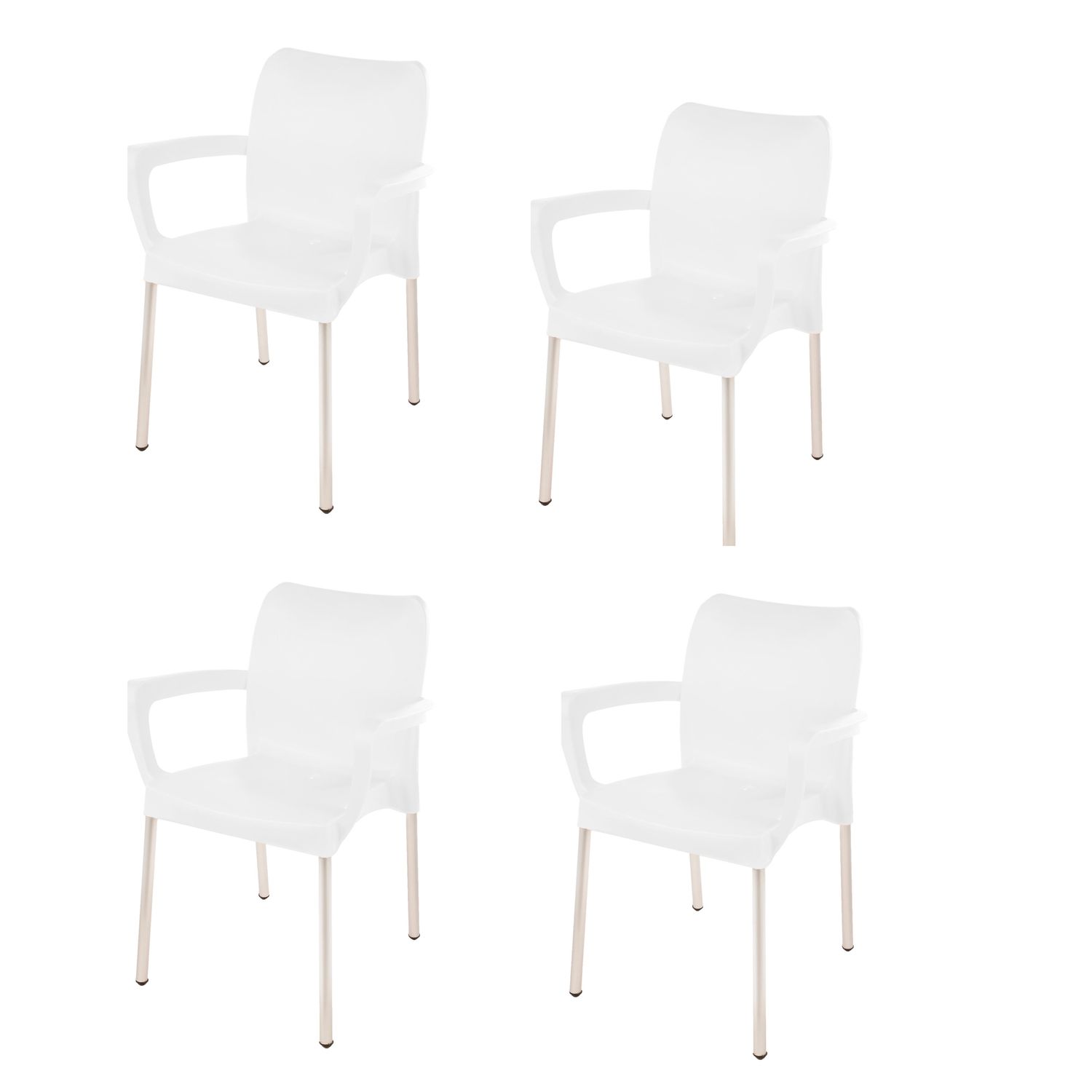 Vicenza Heavy  Duty  Bistro  Chair - WITH ARMRESTS - ICE WHITE  - Set of 4