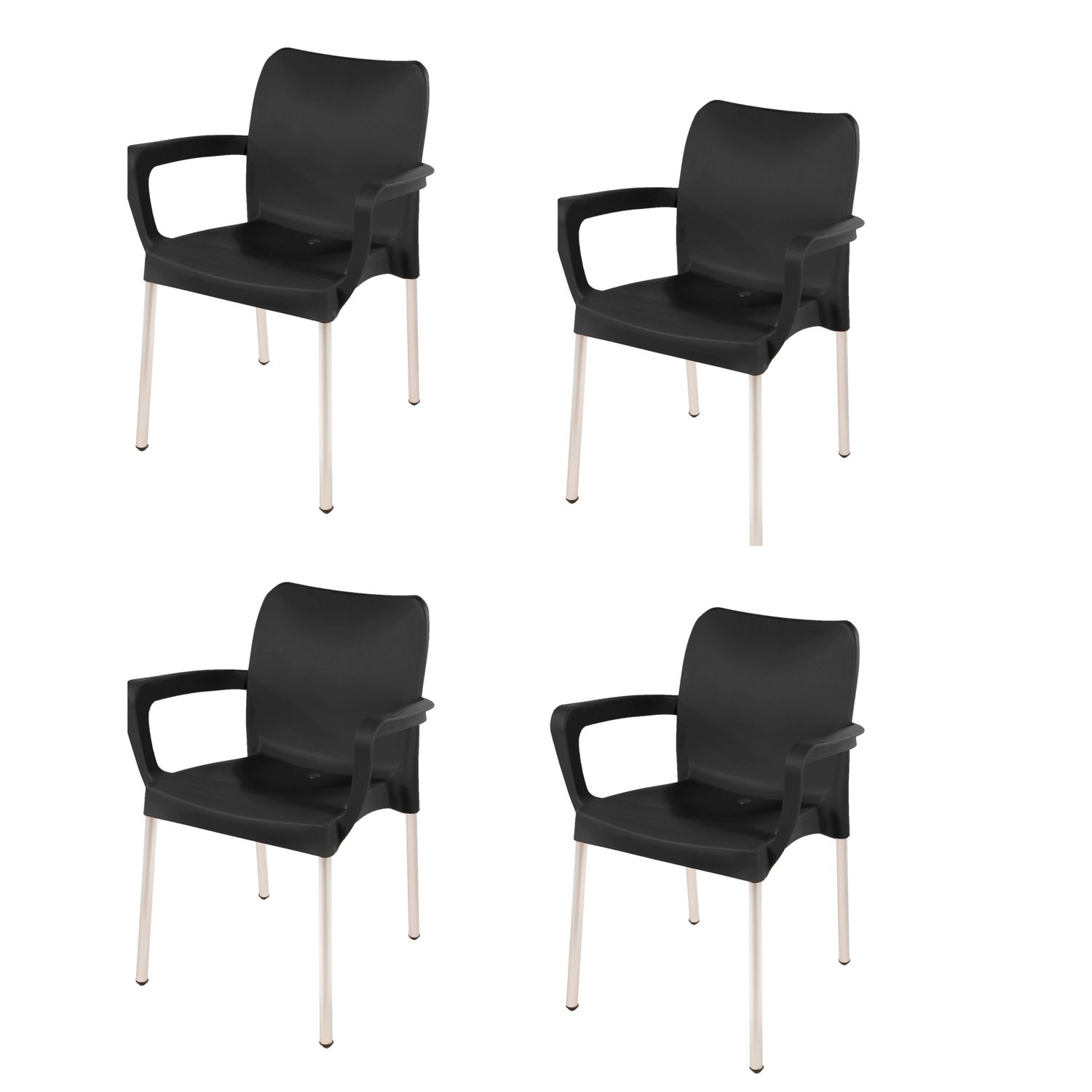 Vicenza Heavy  Duty  Bistro  Chair - WITH ARMRESTS - BLACK  - Set of 4