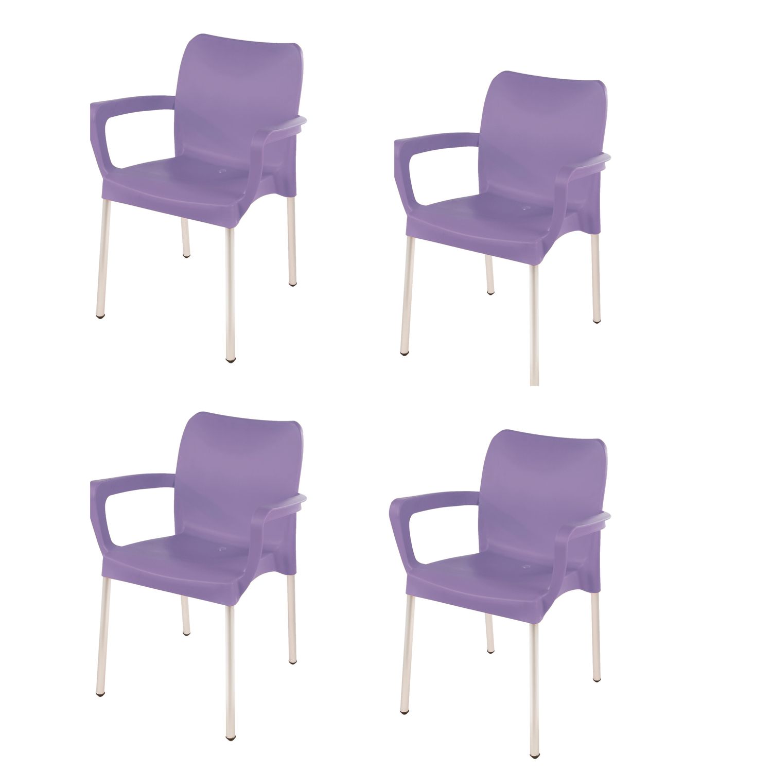 Vicenza Heavy  Duty  Bistro  Chair - WITH ARMRESTS - LAVENDER  - Set of 4