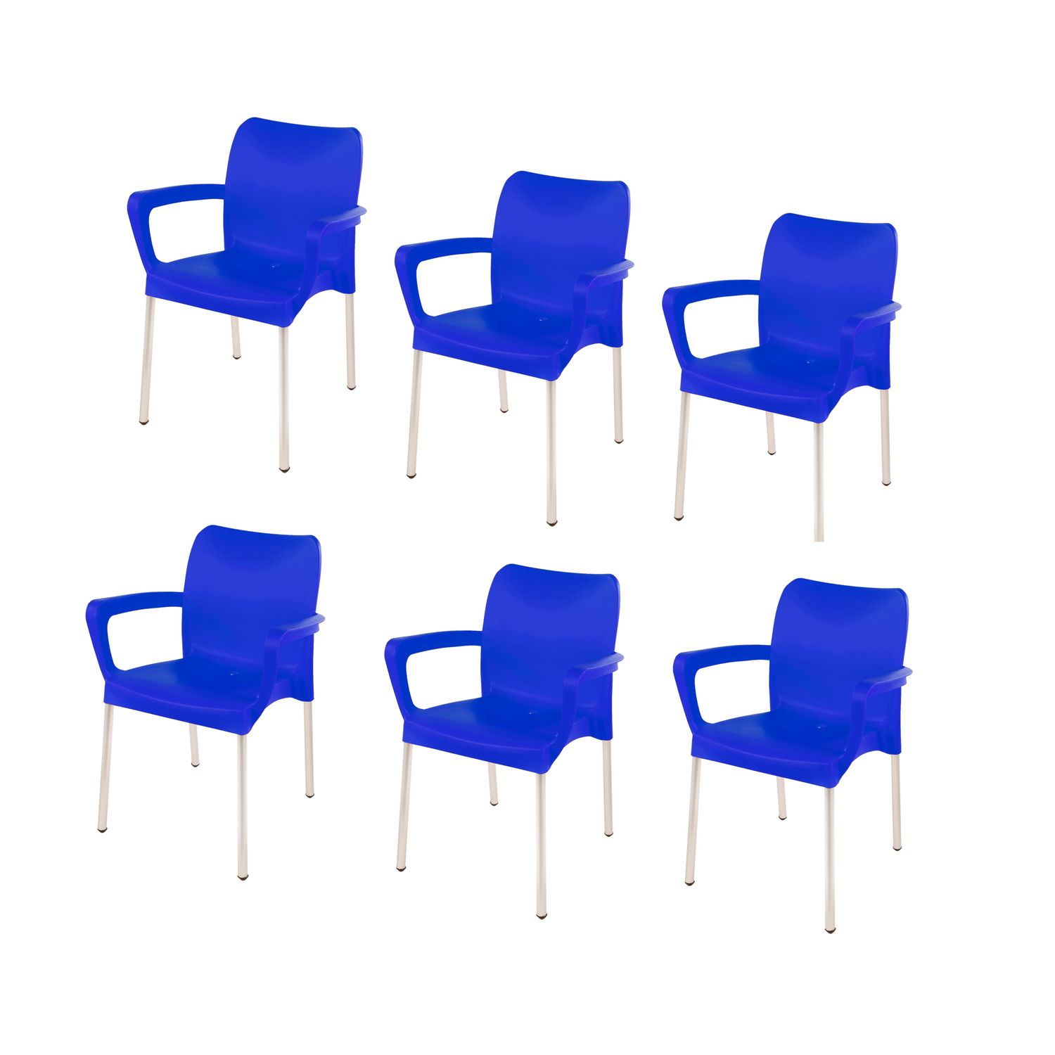 Vicenza Heavy  Duty  Bistro  Chair - WITH ARMRESTS - BLUE  - Set of 6
