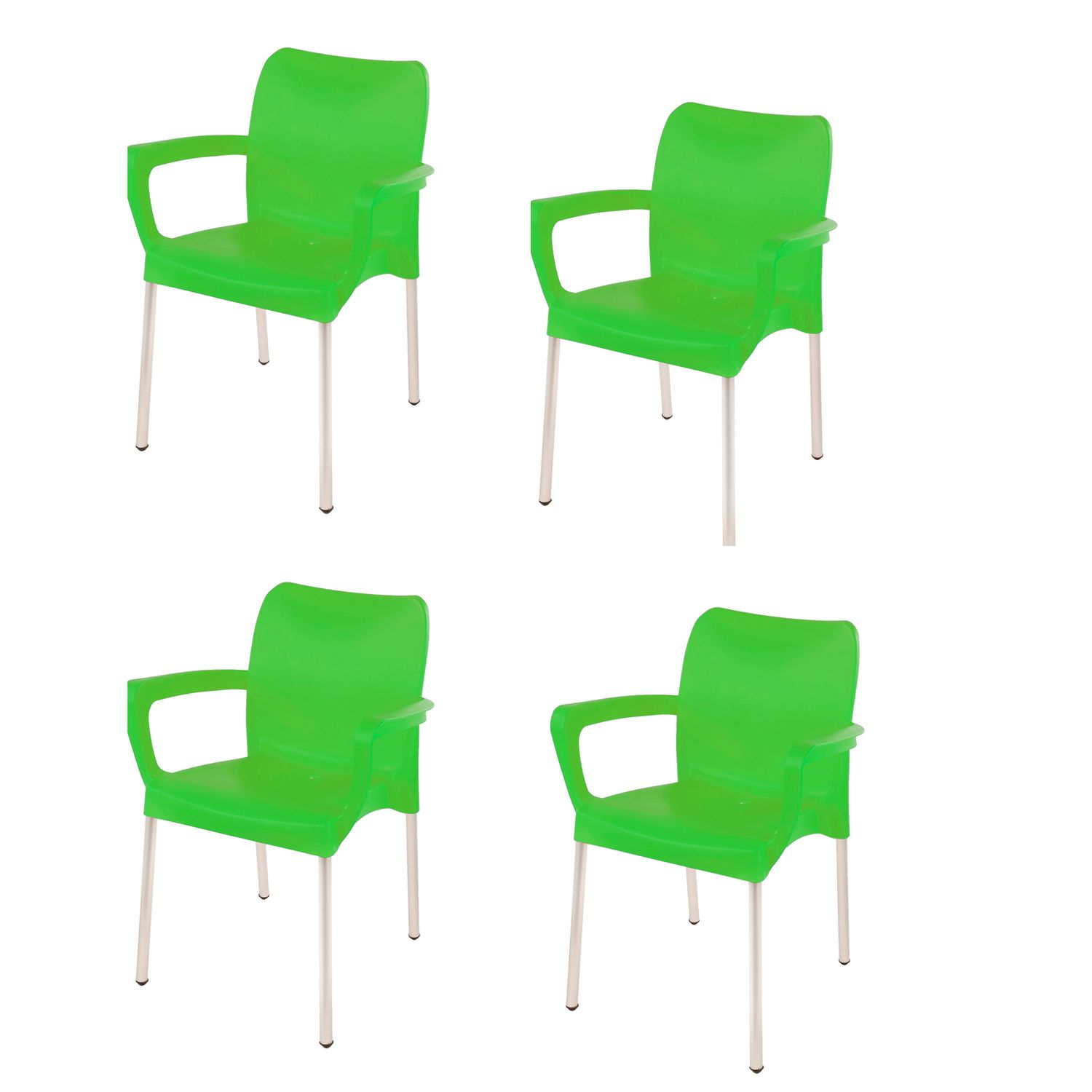 Vicenza Heavy  Duty  Bistro  Chair - WITH ARMRESTS - LIME GREEN  - Set of 4