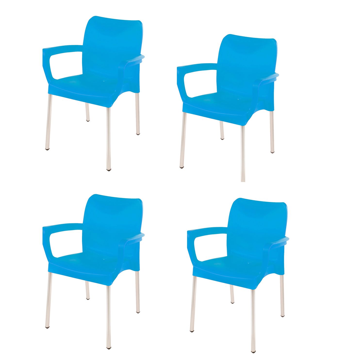Vicenza Heavy  Duty  Bistro  Chair - WITH ARMRESTS - SKY BLUE  - Set of 4