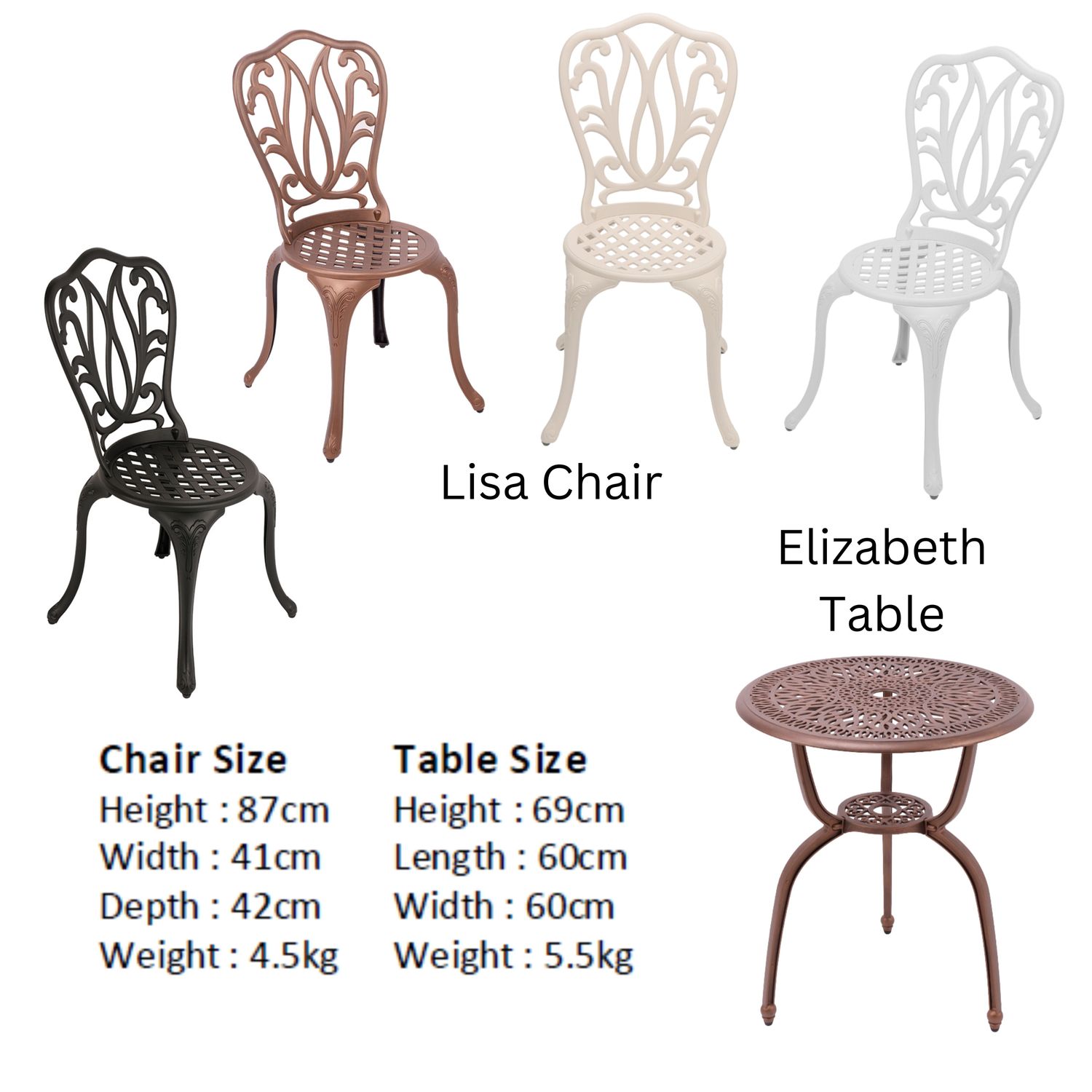 2 Seater Lisa  Patio Set with 60cm Round Elizabeth Table  - SAND