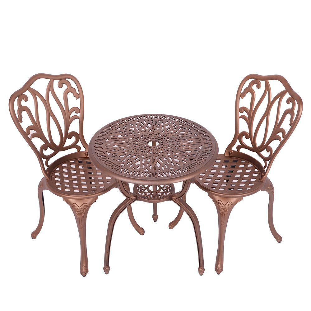 2 Seater - Lisa Aluminium Patio Set / Garden Furniture / Outdoor Dining Set   (2 Lisa Chairs with 60cm Round Elizabeth Table) - COPPER