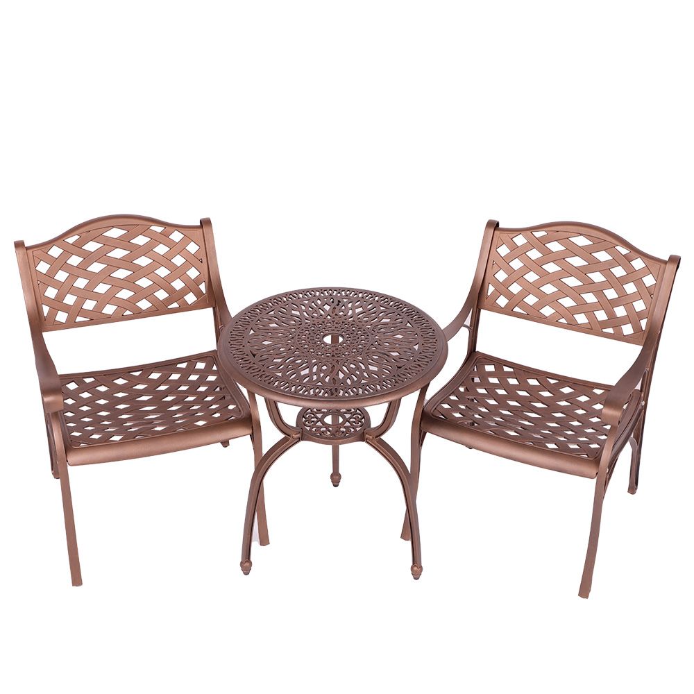 2  Seater - Lattice Aluminium Patio Set / Garden Furniture / Outdoor Dining Set   (2 Lattice Chairs with 60cm Round Elizabeth Table) - COPPER