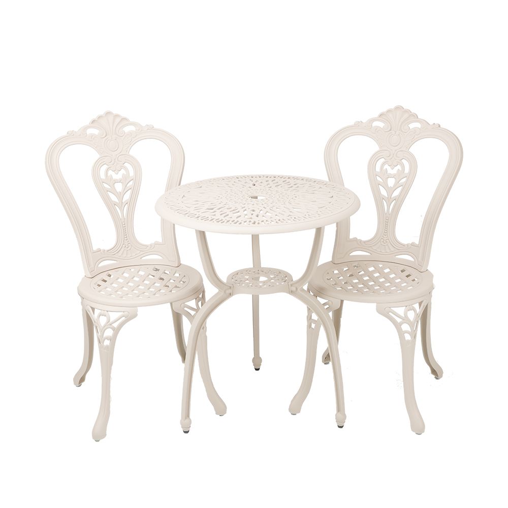 2 Seater - Victoria Aluminium Patio Set / Garden Furniture / Outdoor Dining Set   (2 Victoria Chairs with 60cm Round Elizabeth Table) - SAND