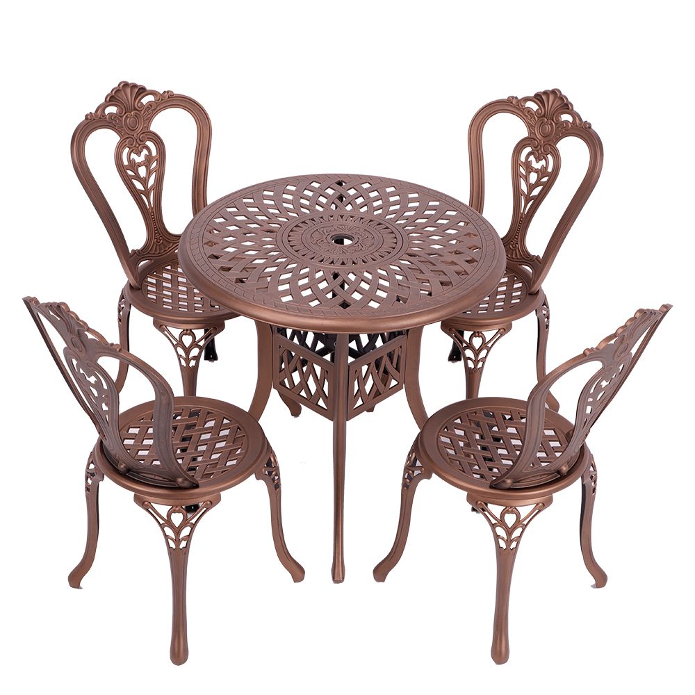 4 Seater - Victoria Aluminium Patio Set / Garden Furniture / Outdoor Dining Set    (4 Victoria Chairs with 78cm Round Elizabeth Table) - COPPER