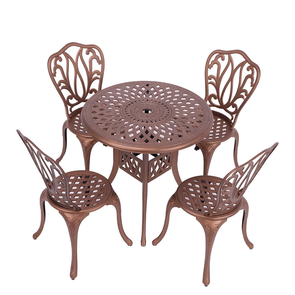 4 Seater - Lisa Aluminium Patio Set / Garden Furniture / Outdoor Dining Set    (4  Lisa  Chairs with 78cm Round Elizabeth Table) - COPPER