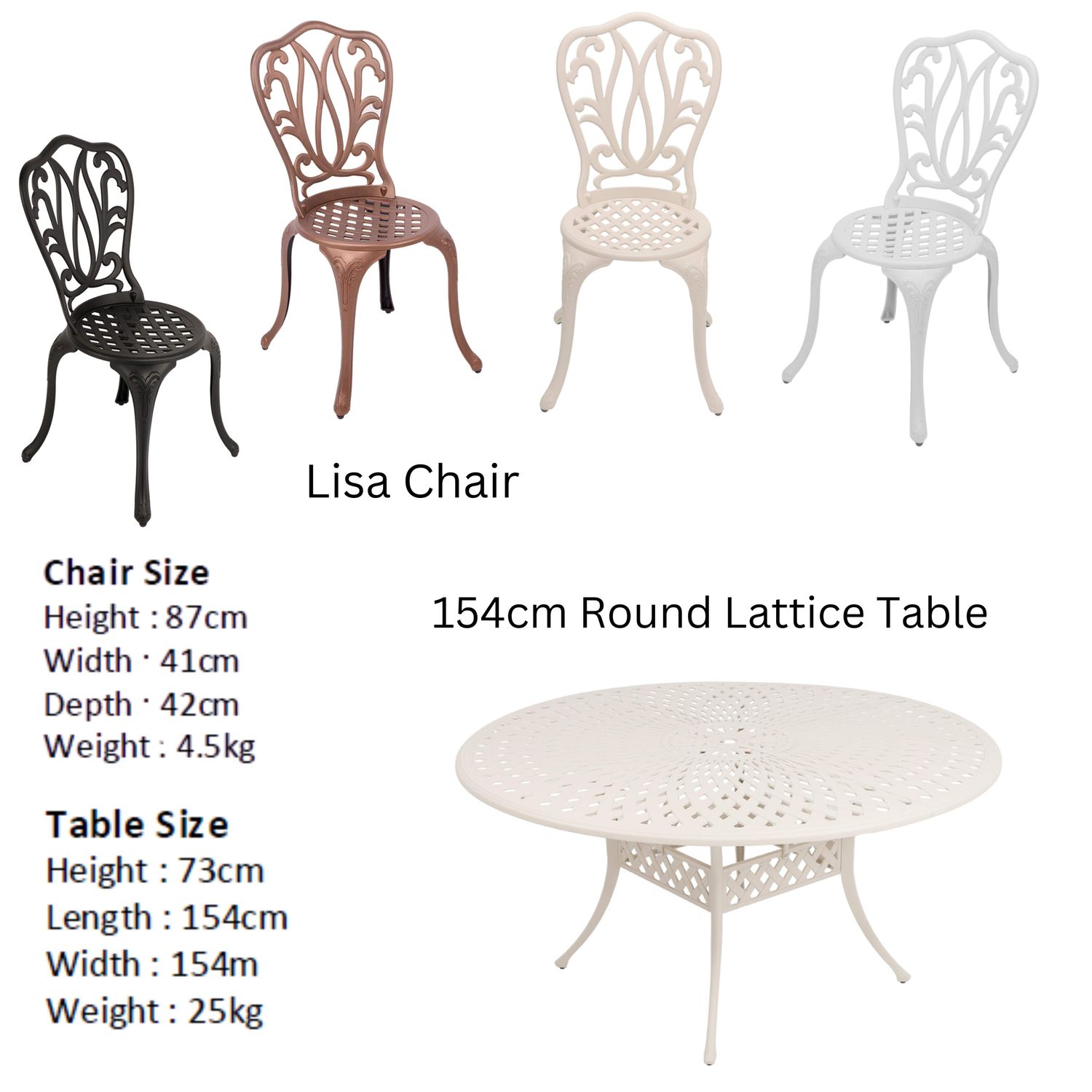 8 Seater Lisa Patio Set with 154cm Round Lattice Table  - COPPER