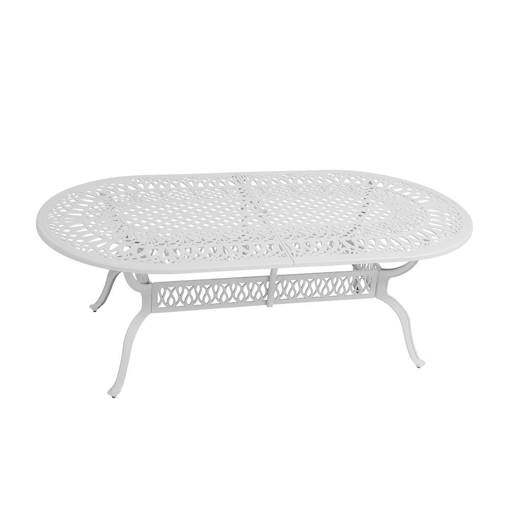 Elizabeth Aluminium Patio Table / Garden Table / Outdoor Dining Table -  214cm x 110cm Oval  - WHITE