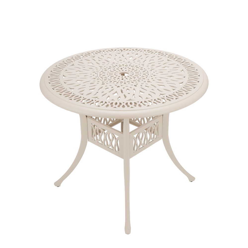Elizabeth Aluminium Patio Table / Garden Table / Outdoor Dining Table - 90cm Round  - SAND