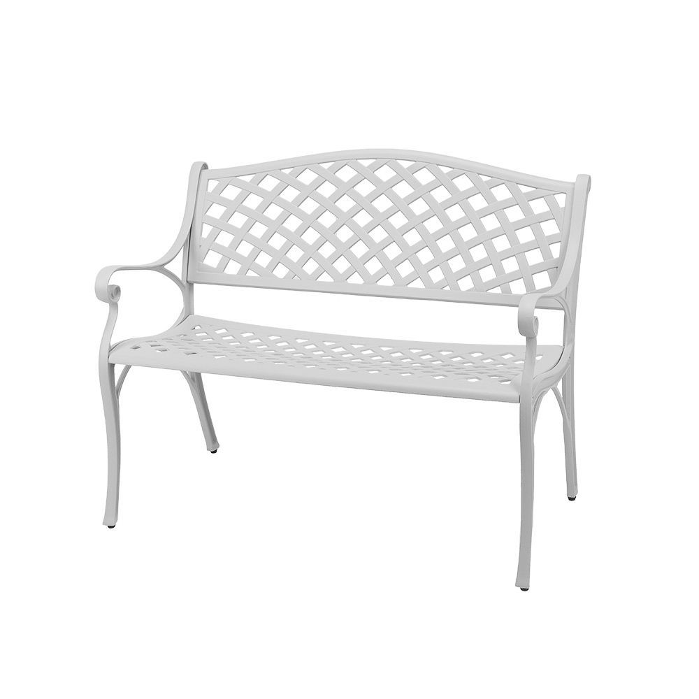 Lattice Aluminium Garden Bench / Patio  Bench / Outdoor Bench  - WHITE