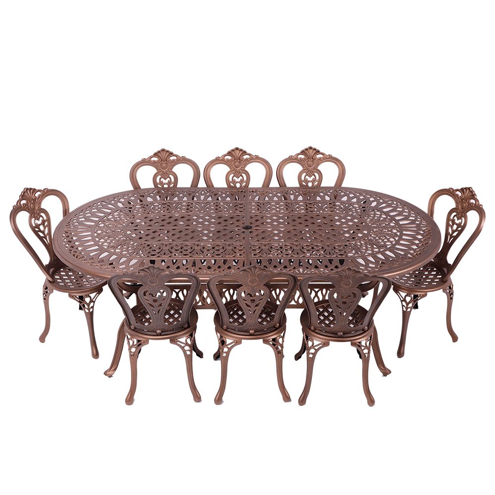 8 Seater - Victoria Aluminium Patio Set / Garden Furniture / Outdoor Dining Set     (8 Victoria Chairs with 214cm x 110cm  Oval Elizabeth Table) - COPPER