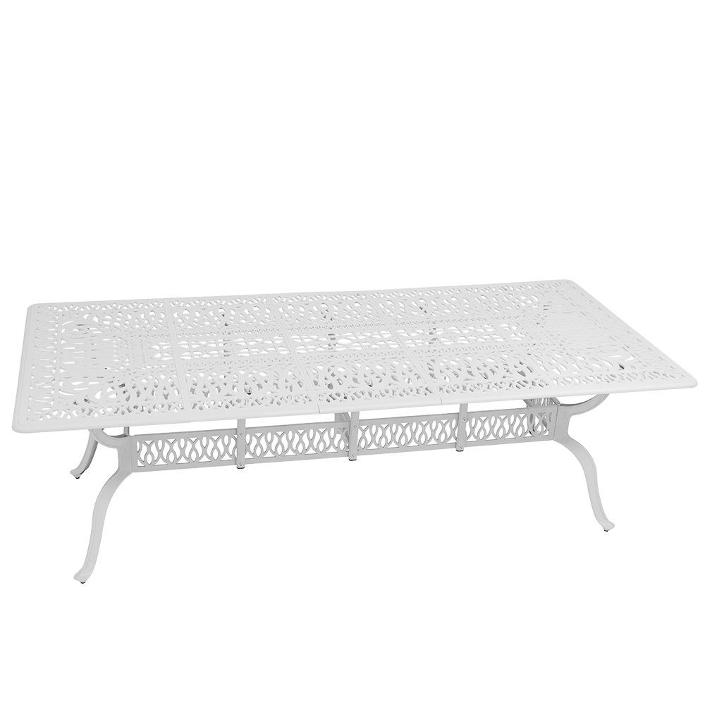 Elizabeth Aluminium Patio Table / Garden Table / Outdoor Dining Table -  240cm x 110cm Rectangle  - WHITE