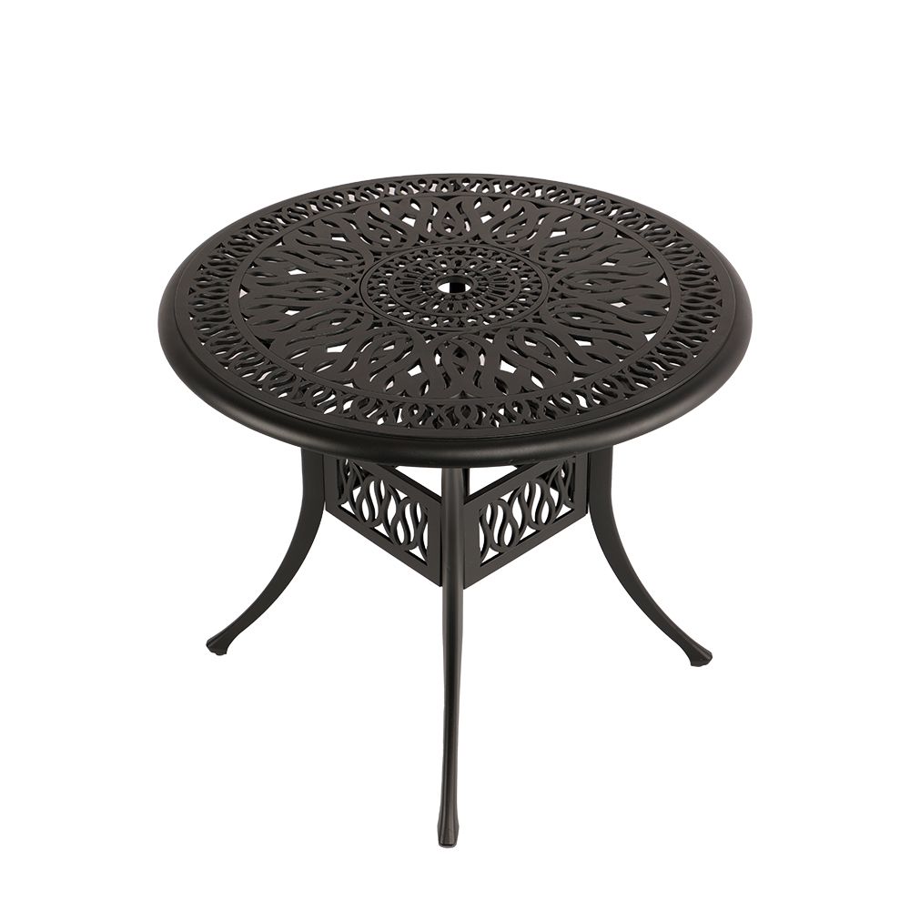 Elizabeth Aluminium Patio Table / Garden Table / Outdoor Dining Table - 90cm Round - BLACK