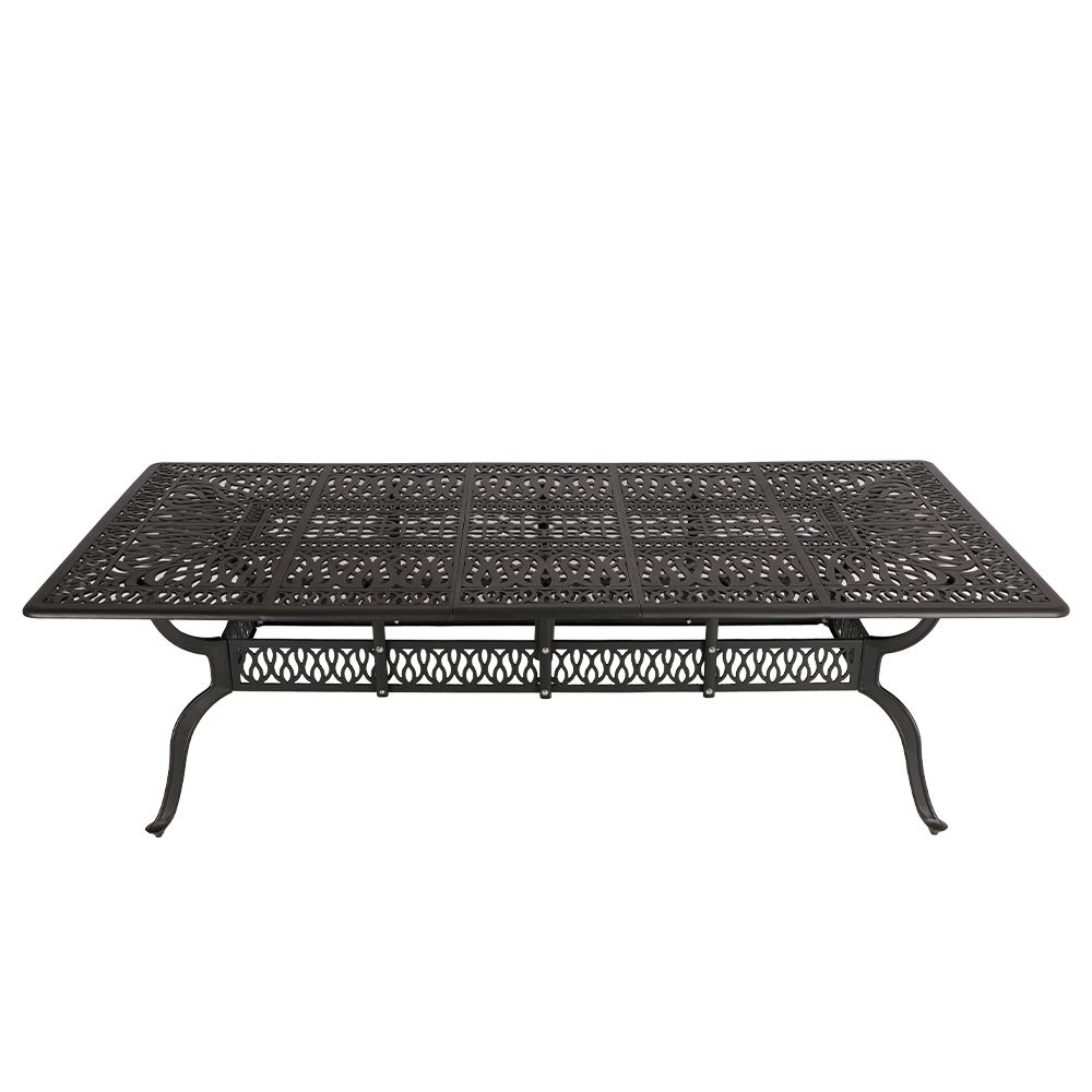 Elizabeth Aluminium Patio Table / Garden Table / Outdoor Dining Table -  240cm x 110cm Rectangle  - BLACK