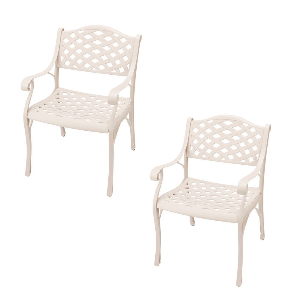 Lattice Aluminium Patio Chair / Garden Chair / Outdoor Chair - Set of 2  - SAND