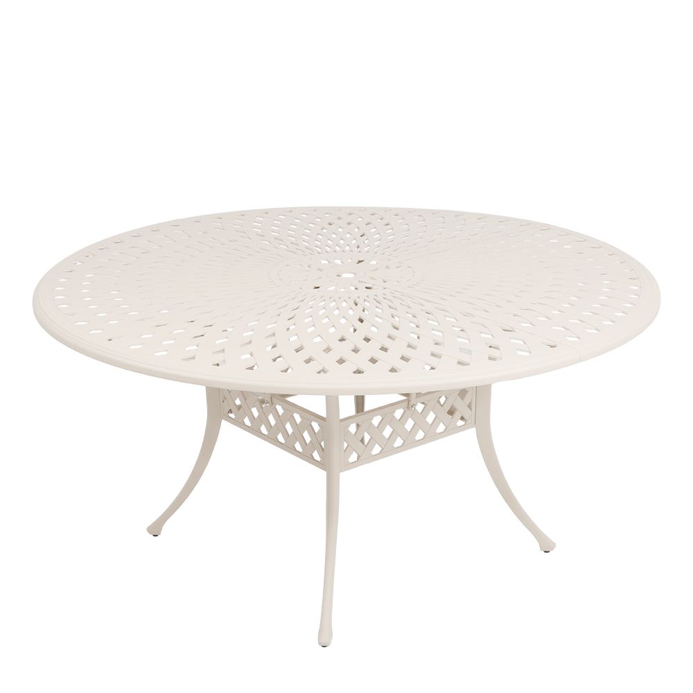 Lattice Aluminium Patio Table / Garden Table / Outdoor Dining Table  - 154cm Round Table - SAND